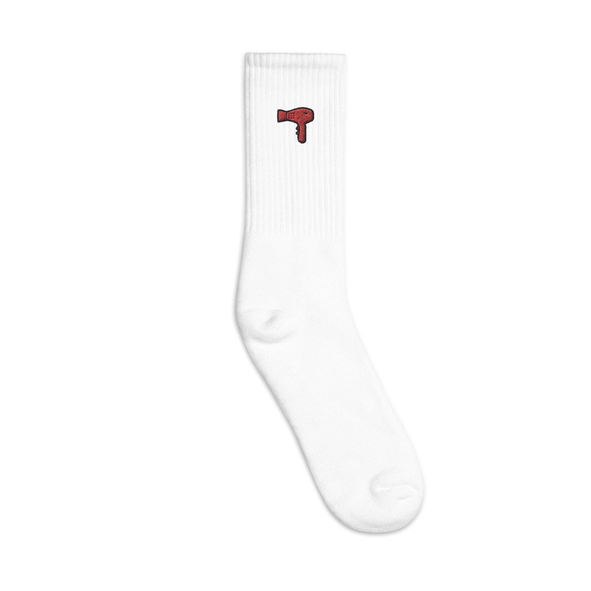 Blow Dryer Embroidered Socks, Premium Embroidered Socks, Long Socks Gift - Multiple Colors