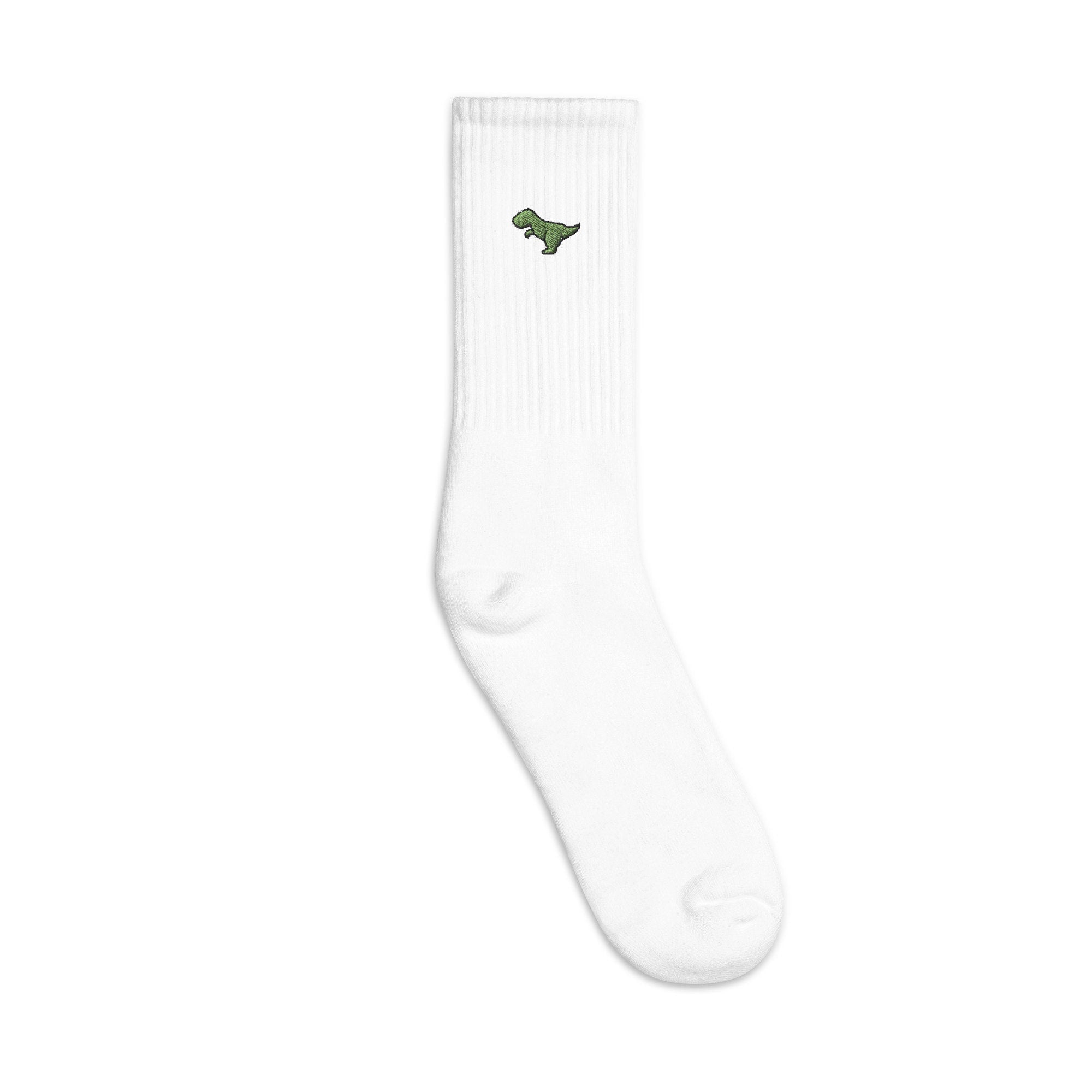 T-Rex Embroidered Socks, Premium Embroidered Socks, Long Socks Gift - Multiple Colors