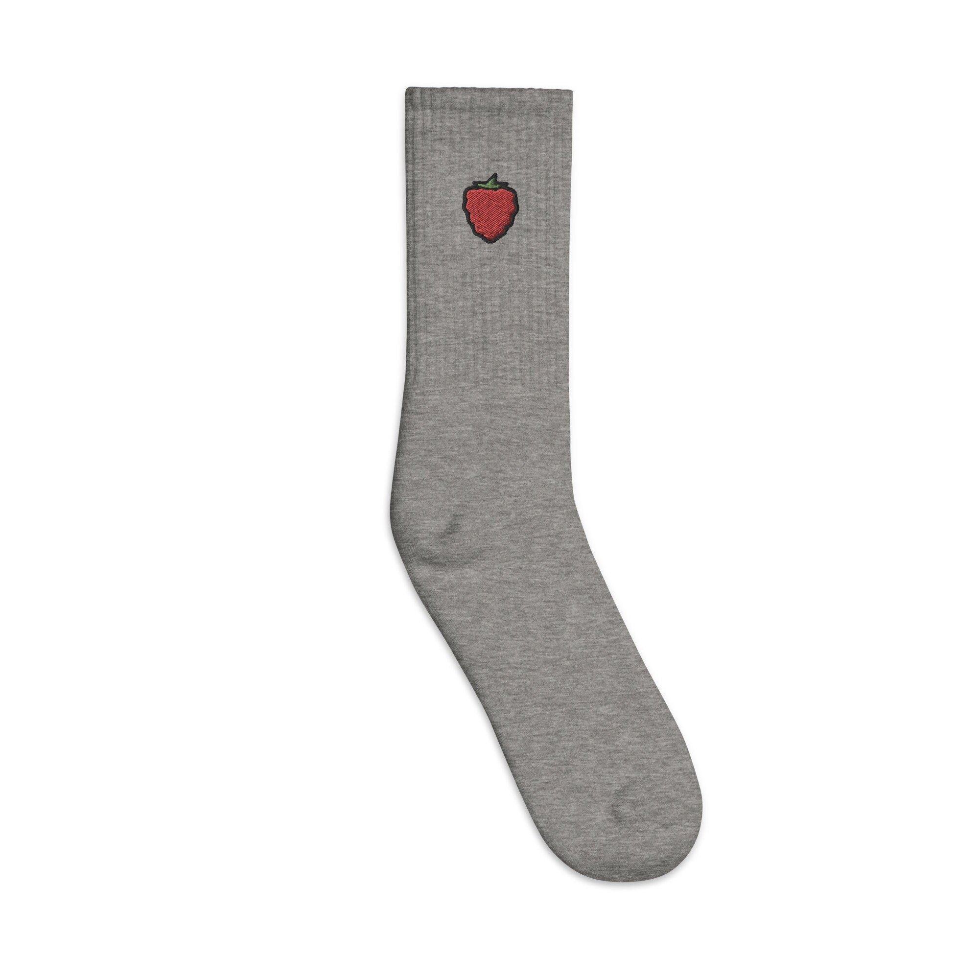 Raspberry Embroidered Socks, Premium Embroidered Socks, Long Socks Gift - Multiple Colors