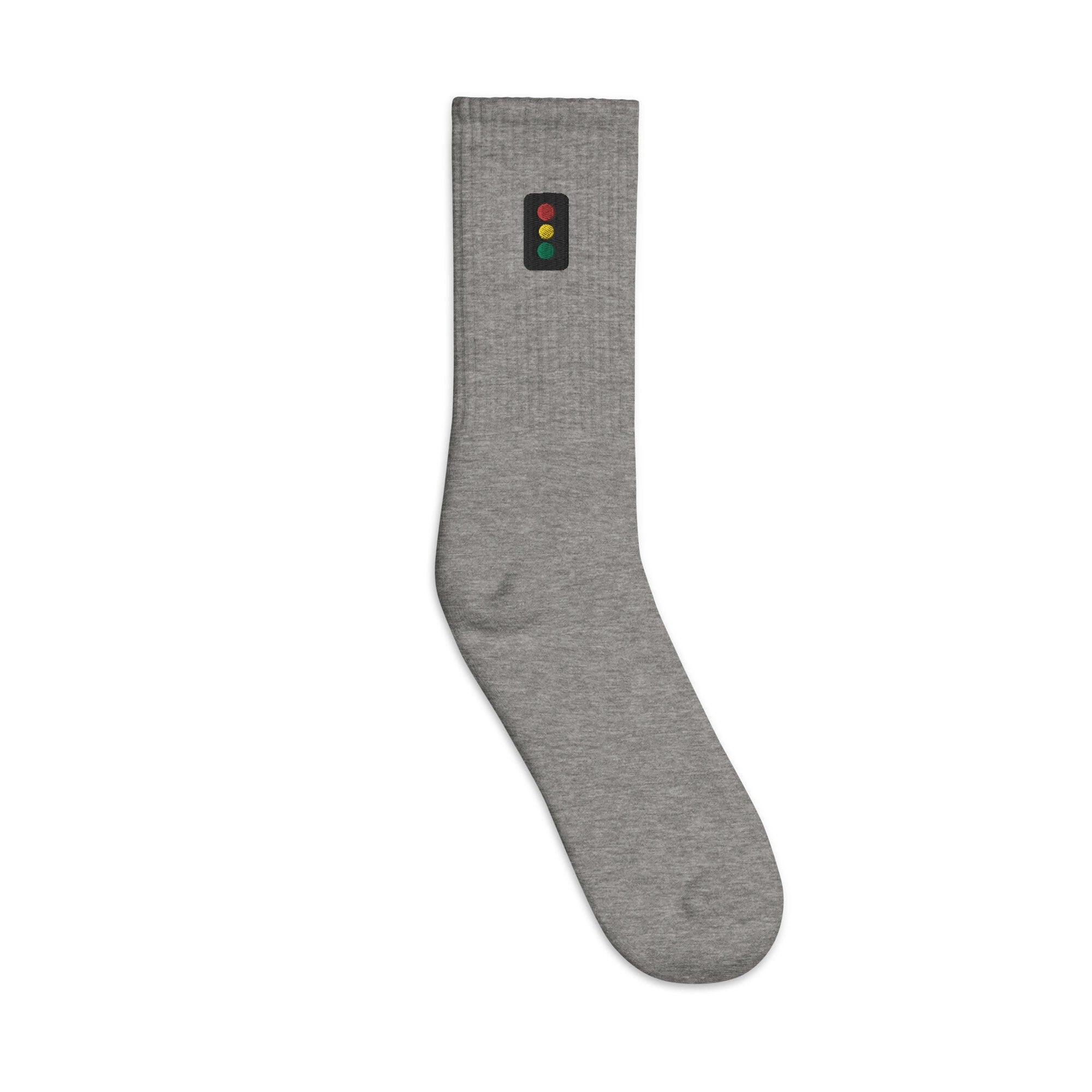 Traffic Light Embroidered Socks, Premium Embroidered Socks, Long Socks Gift - Multiple Colors