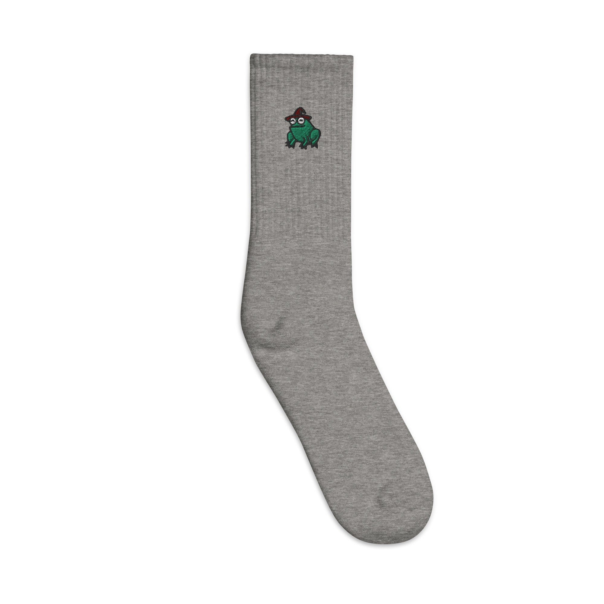 Wizard Frog Embroidered Socks, Premium Embroidered Socks, Long Socks Gift - Multiple Colors