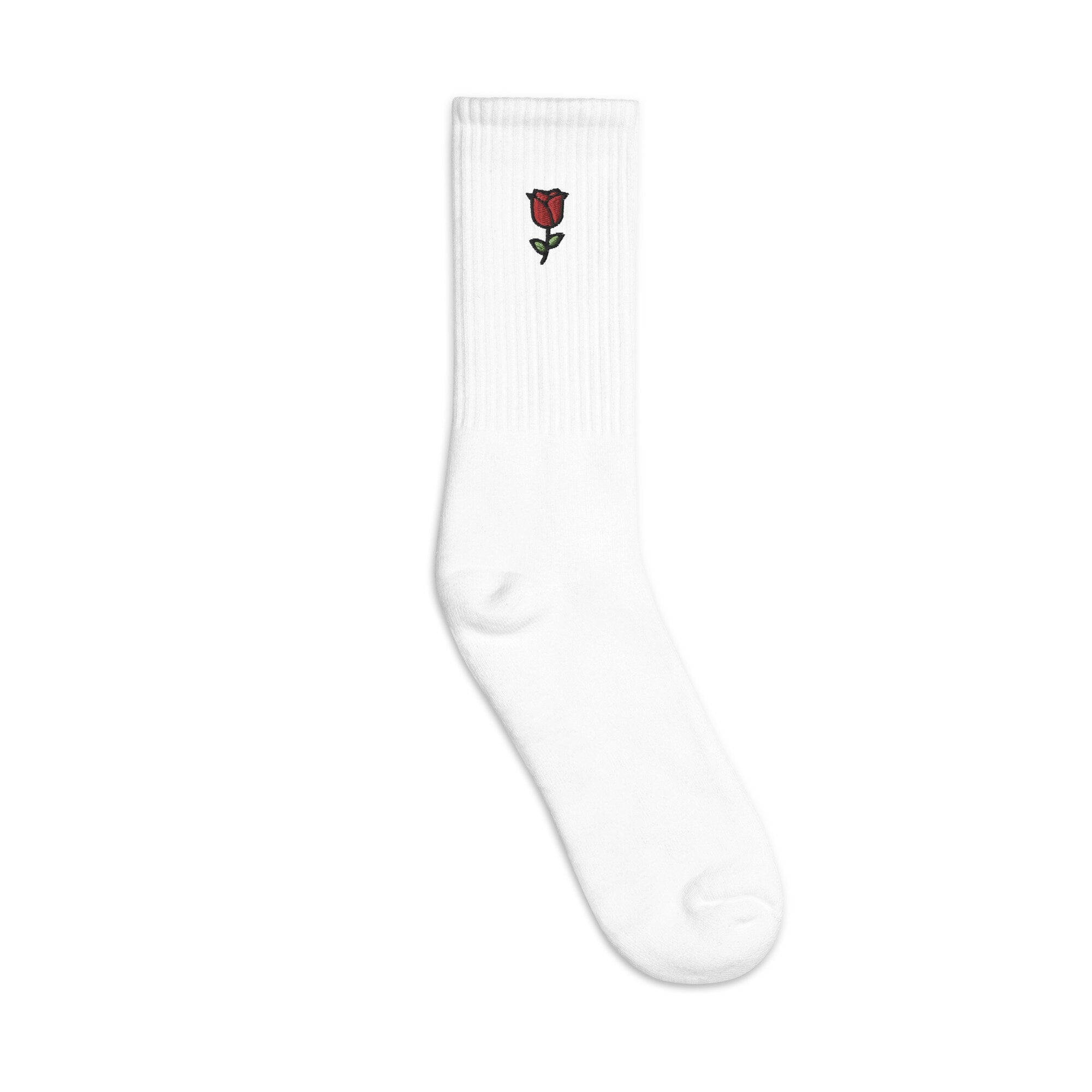 Rose Embroidered Socks, Premium Embroidered Socks, Long Socks Gift - Multiple Colors