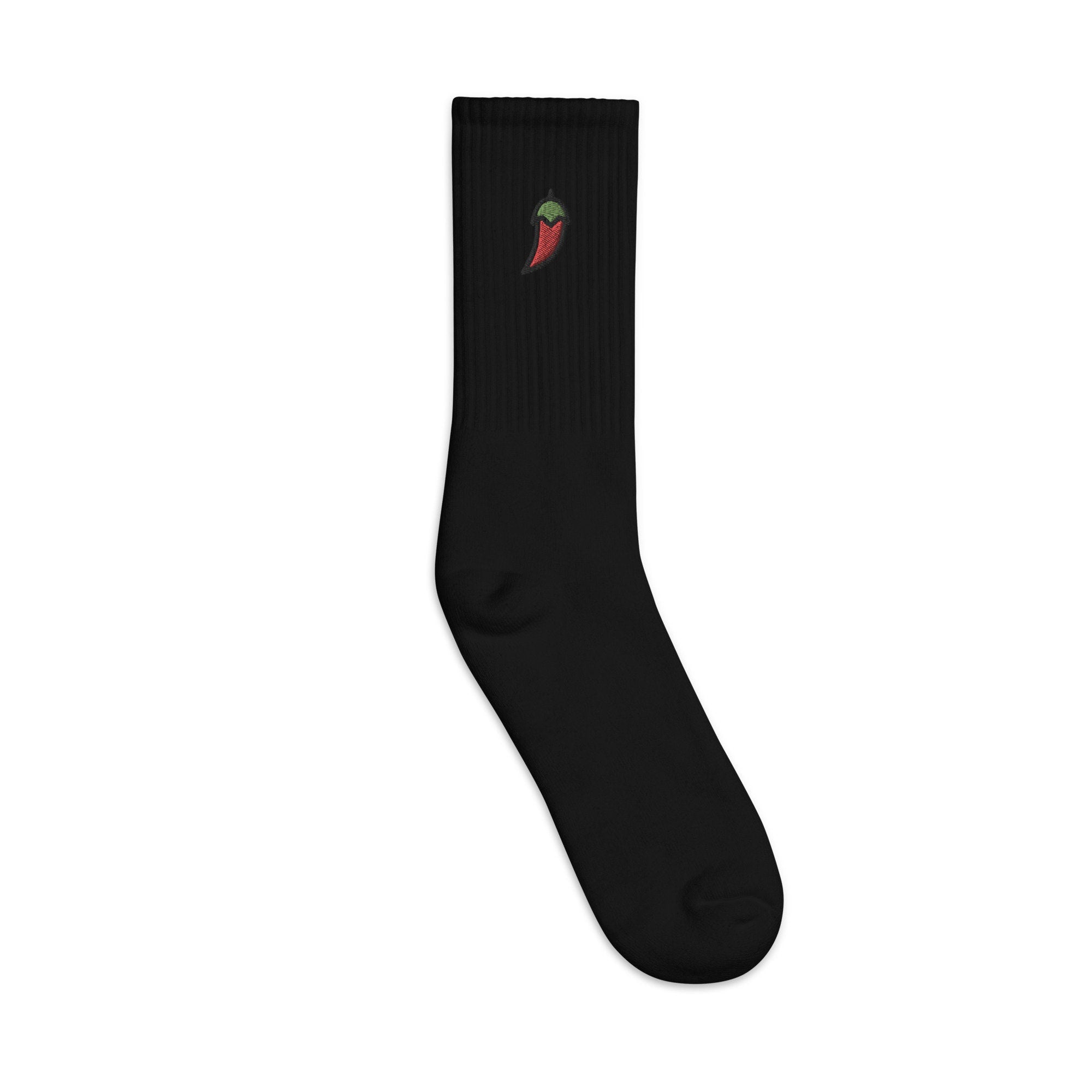 Spicy Pepper Embroidered Socks, Premium Embroidered Socks, Long Socks Gift - Multiple Colors