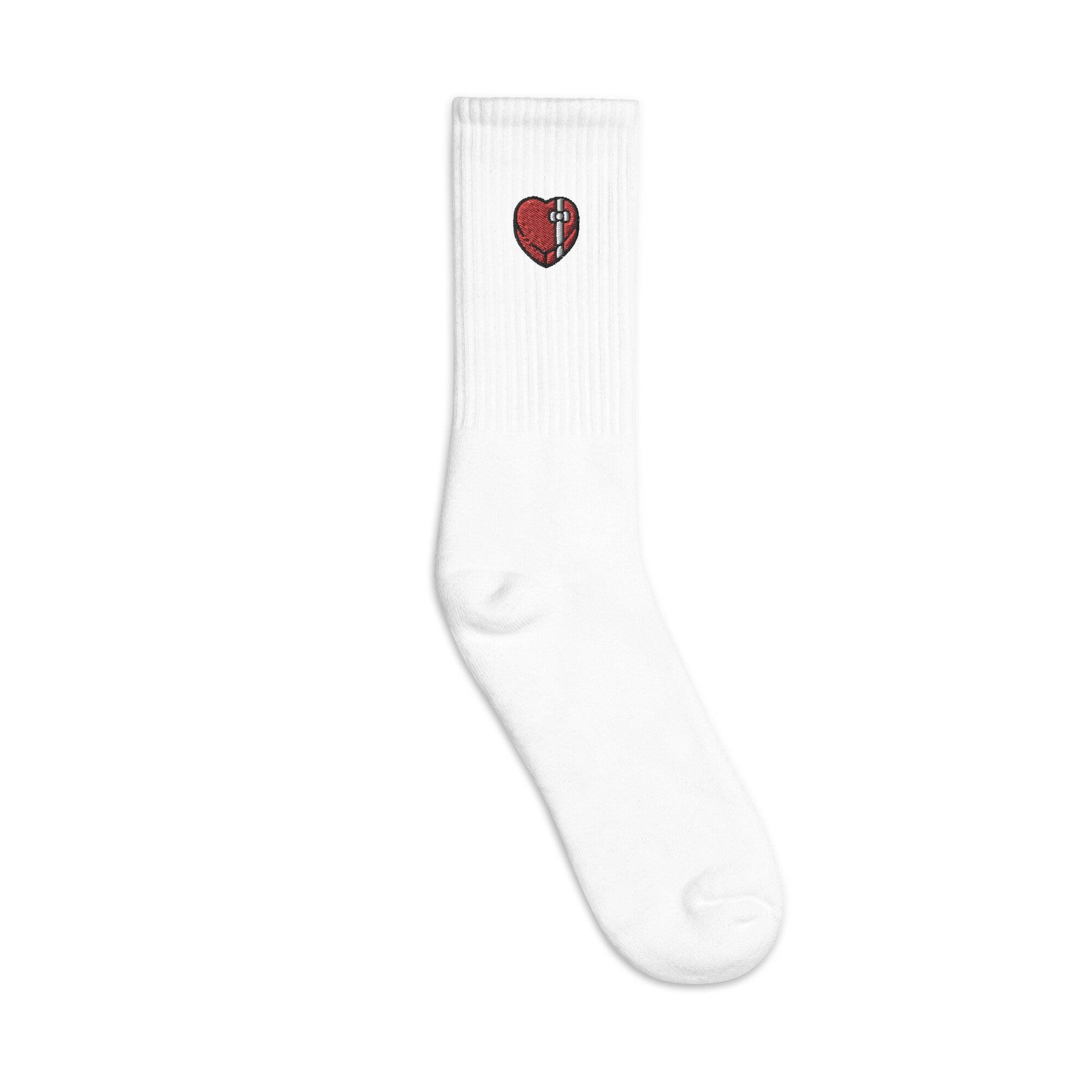 Valentines Day Embroidered Socks, Premium Embroidered Socks, Long Socks Gift - Multiple Colors