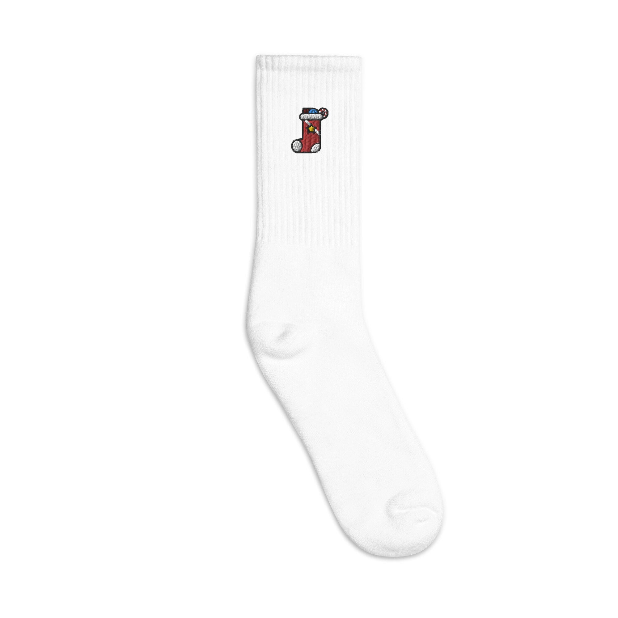 Christmas Stocking Embroidered Socks, Premium Embroidered Socks, Long Socks Gift - Multiple Colors