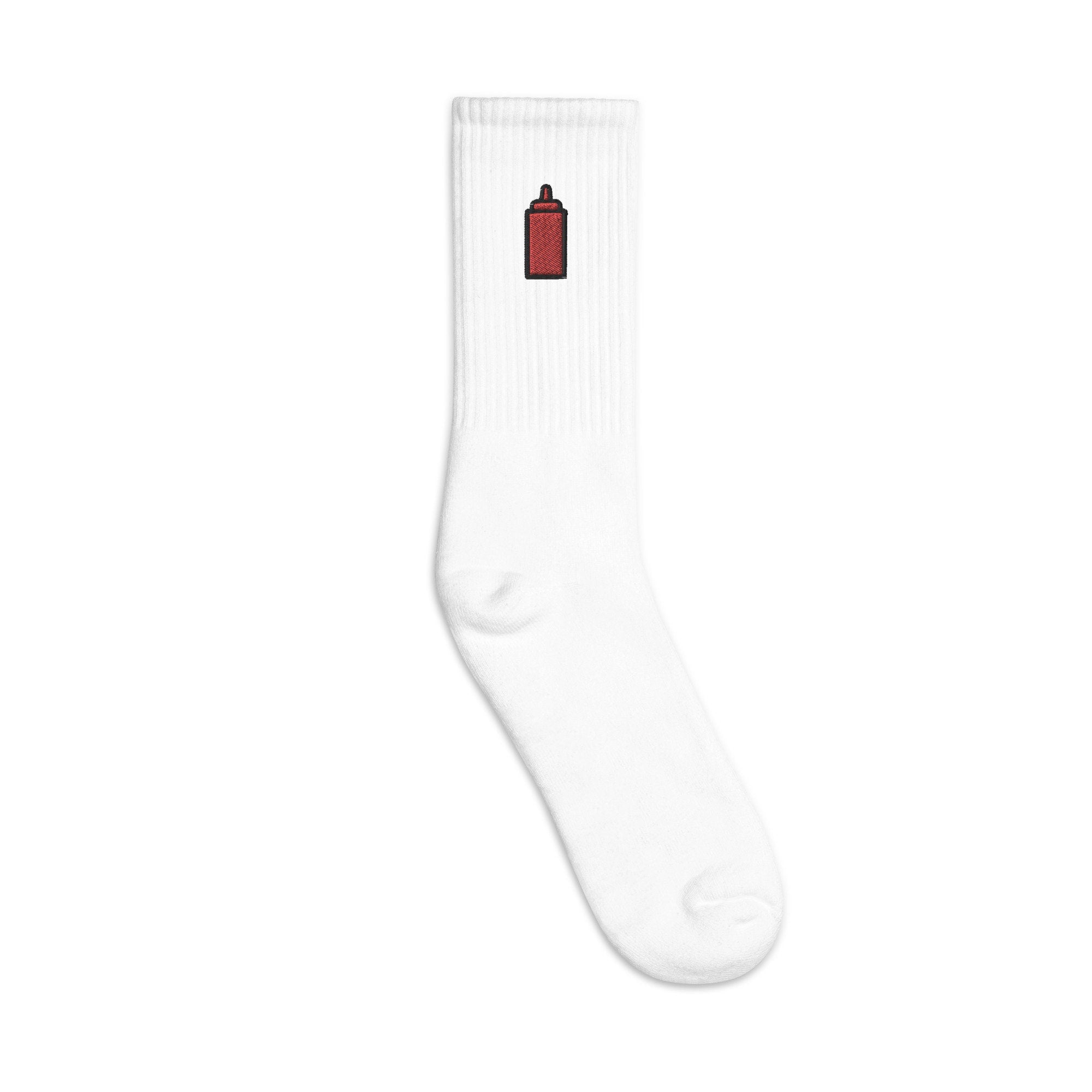 Ketchup Embroidered Socks, Premium Embroidered Socks, Long Socks Gift - Multiple Colors