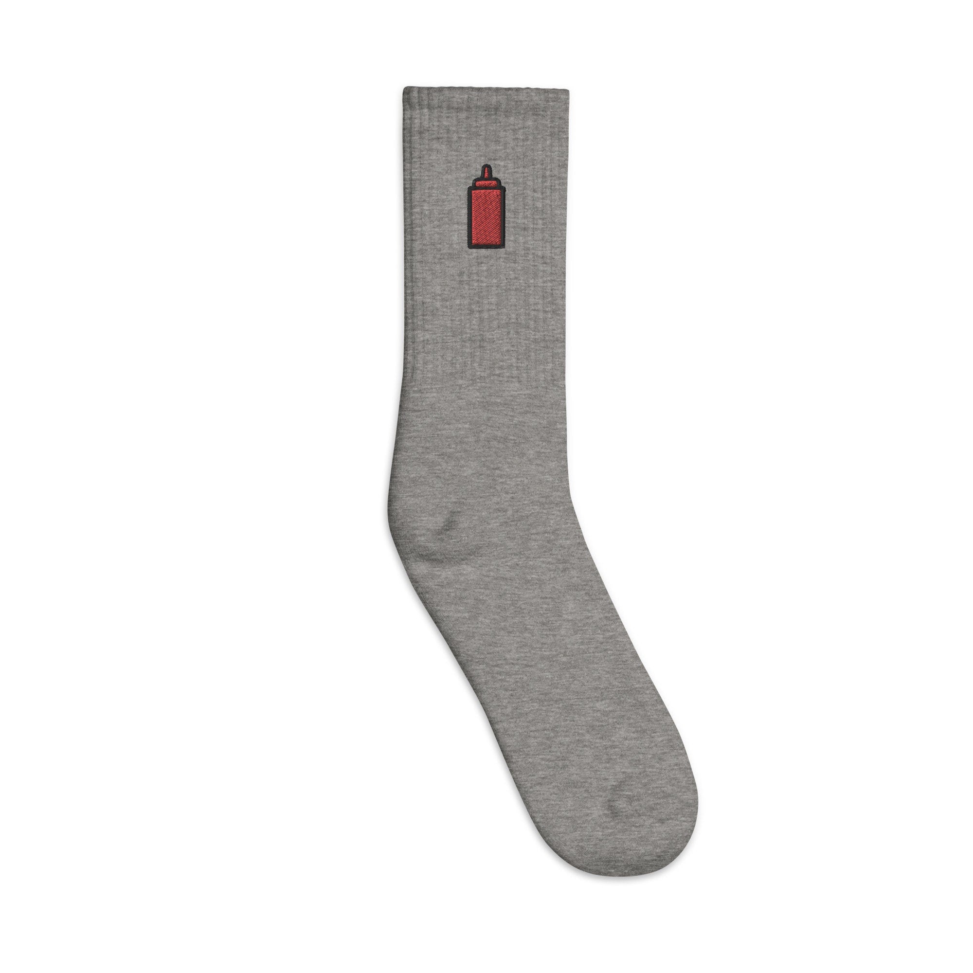 Ketchup Embroidered Socks, Premium Embroidered Socks, Long Socks Gift - Multiple Colors