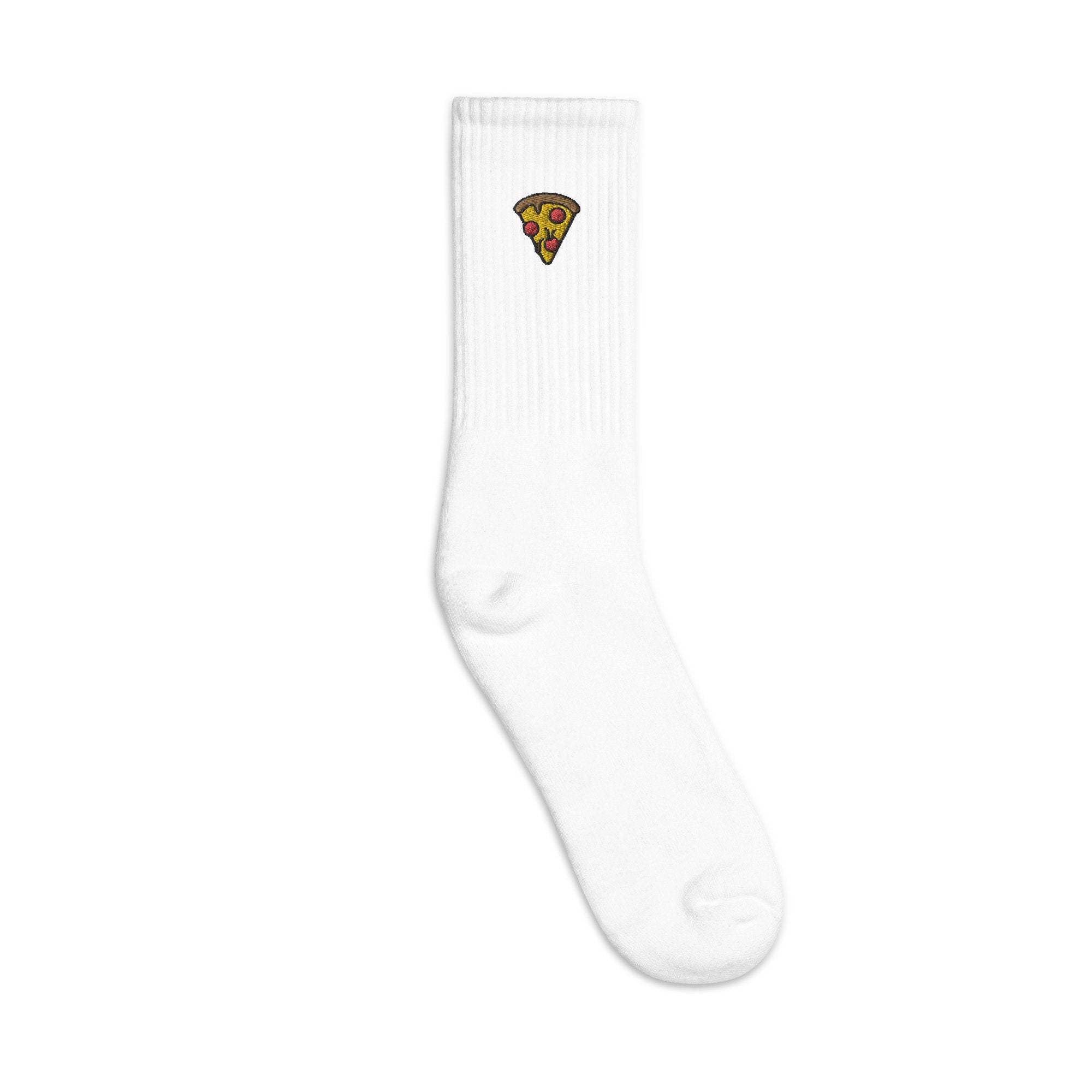 Pizza Slice Embroidered Socks, Premium Embroidered Socks, Long Socks Gift - Multiple Colors