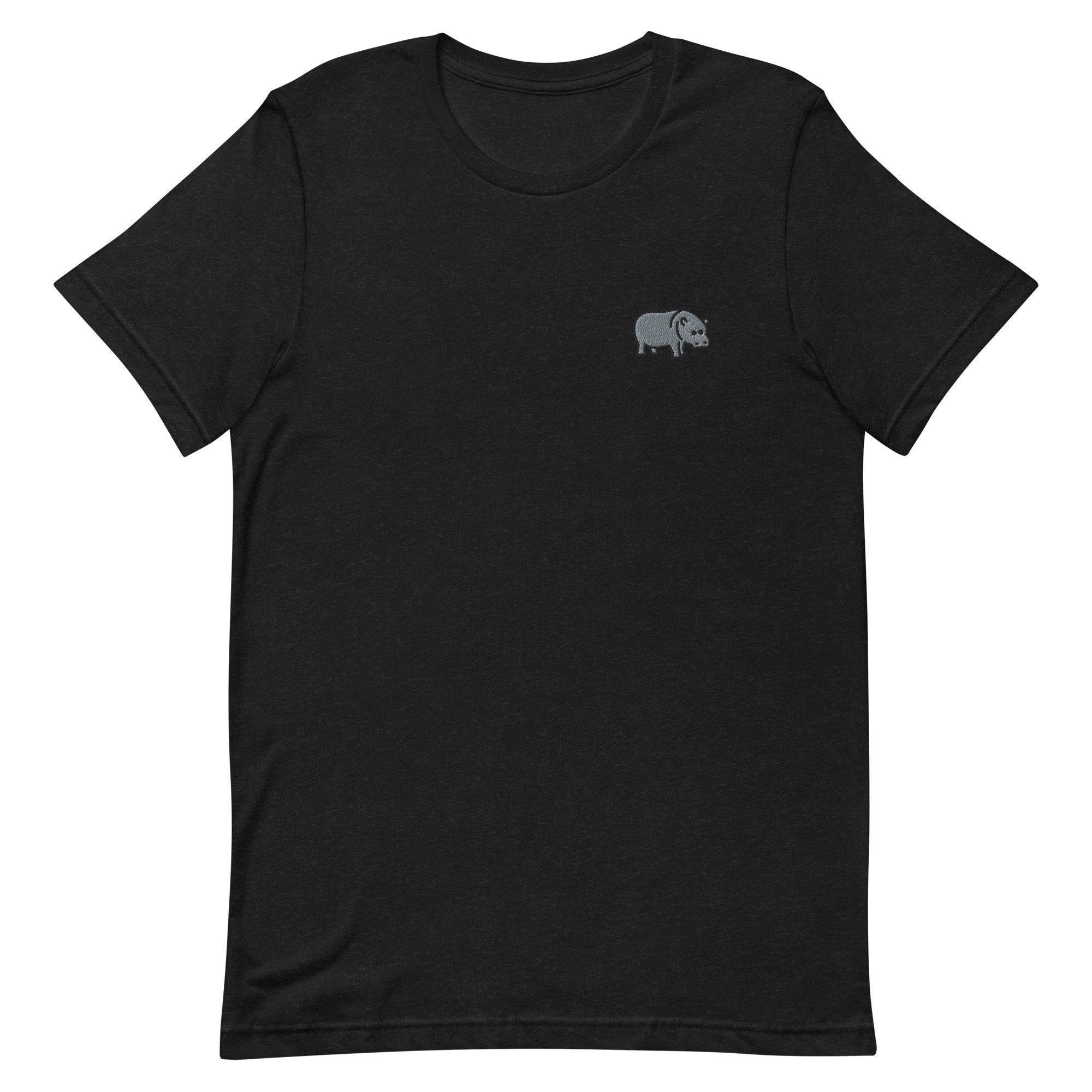 Hippo Premium Men's T-Shirt, Embroidered Men's T-Shirt Gift for Boyfriend, Men's Short Sleeve Shirt - Multiple Colors