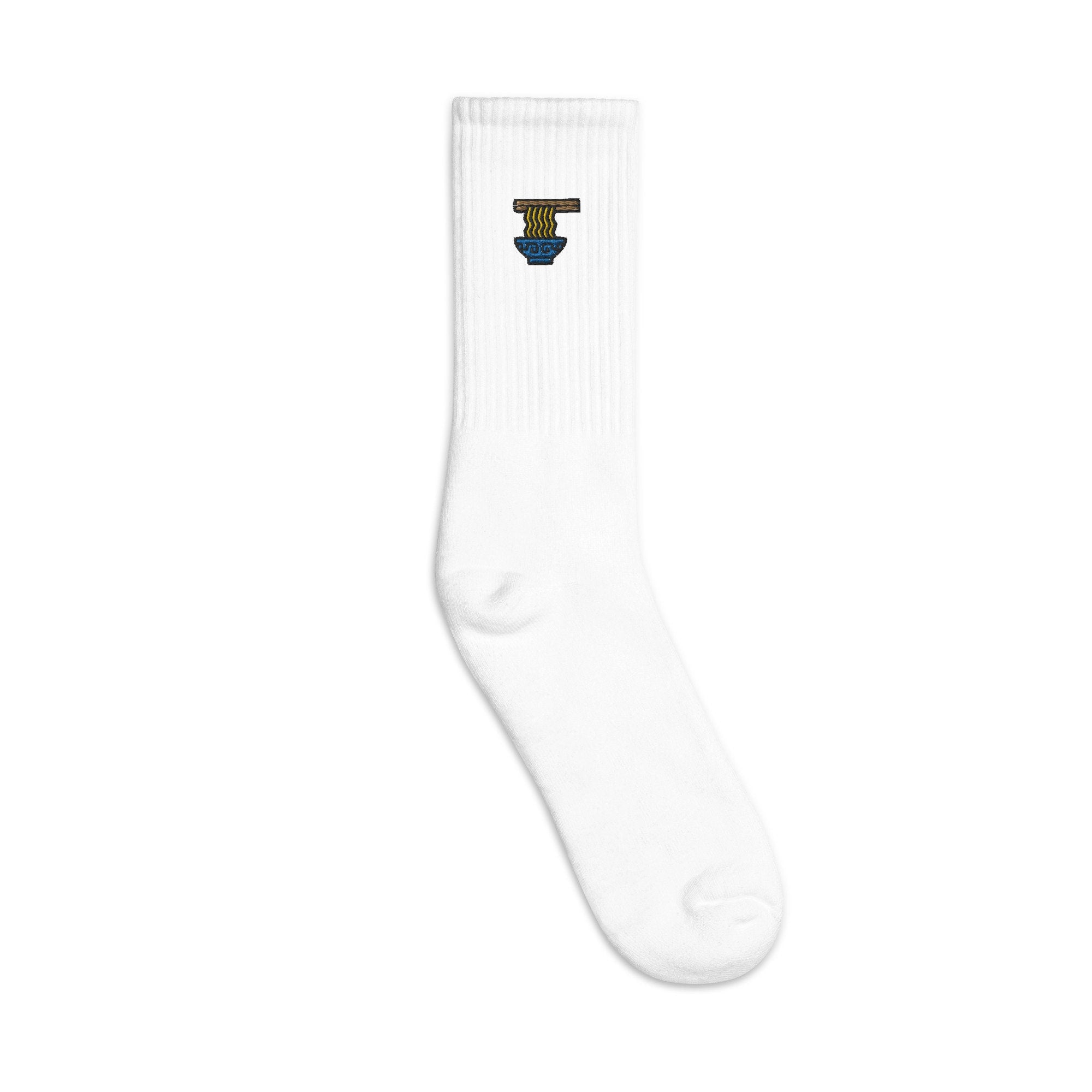 Noodles Embroidered Socks, Premium Embroidered Socks, Long Socks Gift - Multiple Colors