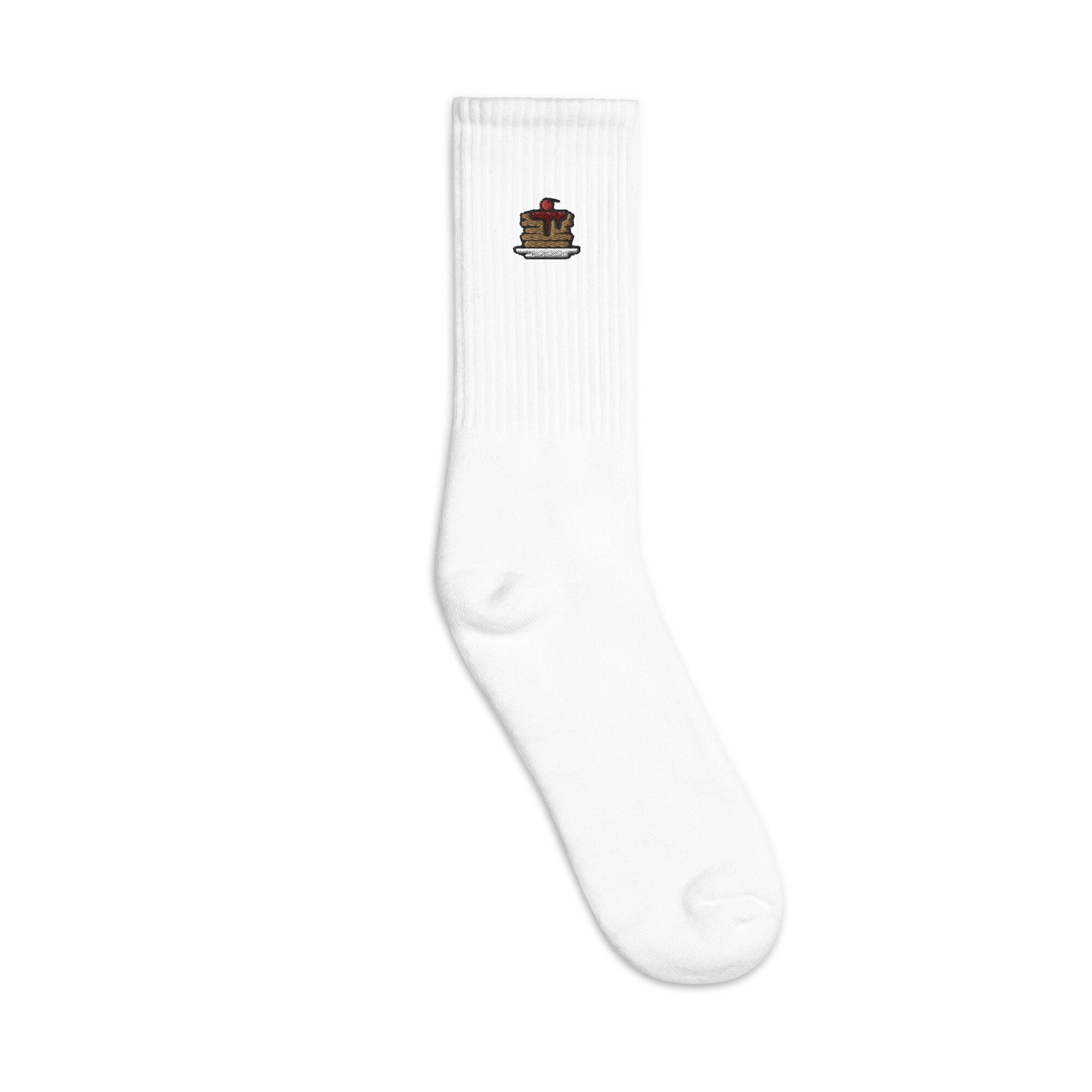 Pancakes Embroidered Socks, Premium Embroidered Socks, Long Socks Gift - Multiple Colors