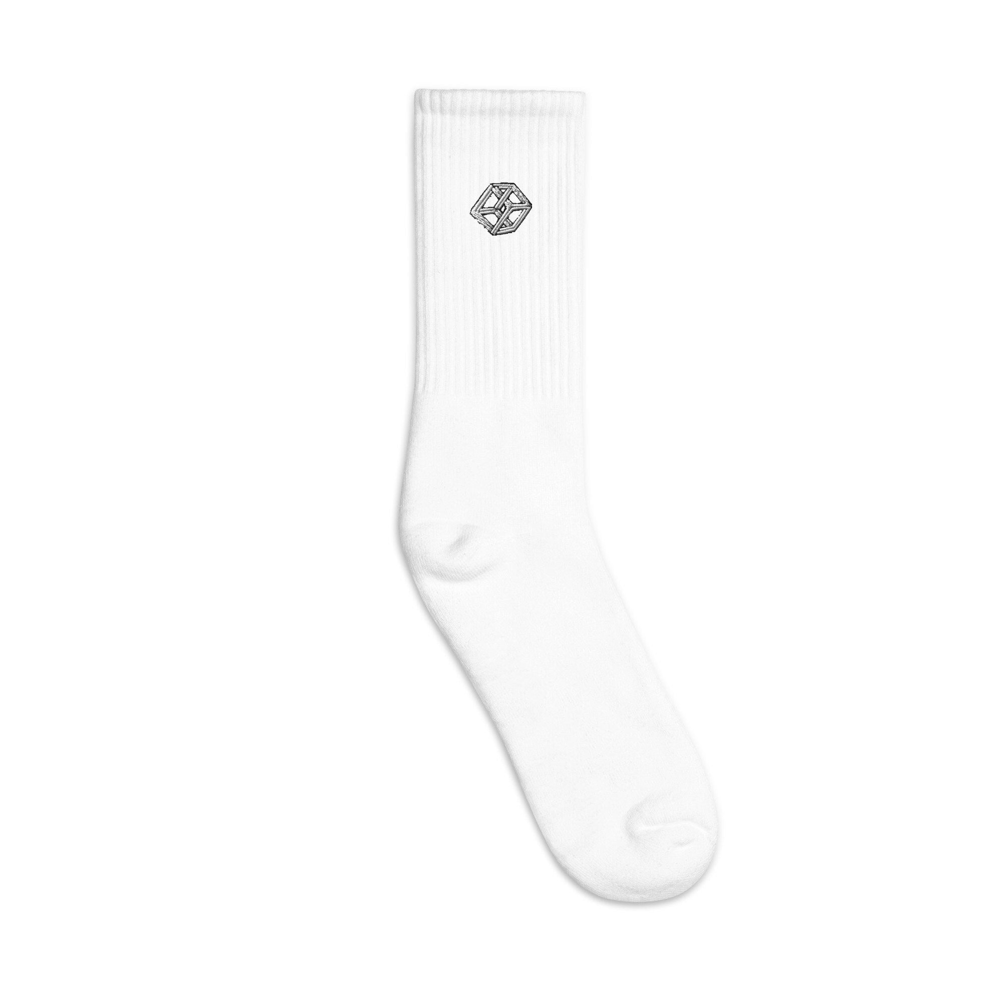 Optical Illusion Embroidered Socks, Premium Embroidered Socks, Fourth Dimention Long Socks Gift - Multiple Colors