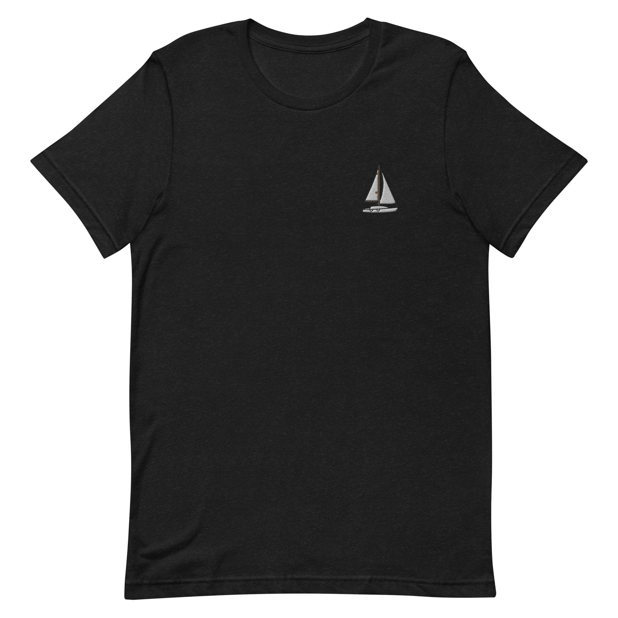 Sail Boat Premium Men's T-Shirt, Embroidered Men's T-Shirt Gift for Boyfriend, Men's Short Sleeve Shirt - Multiple Colors