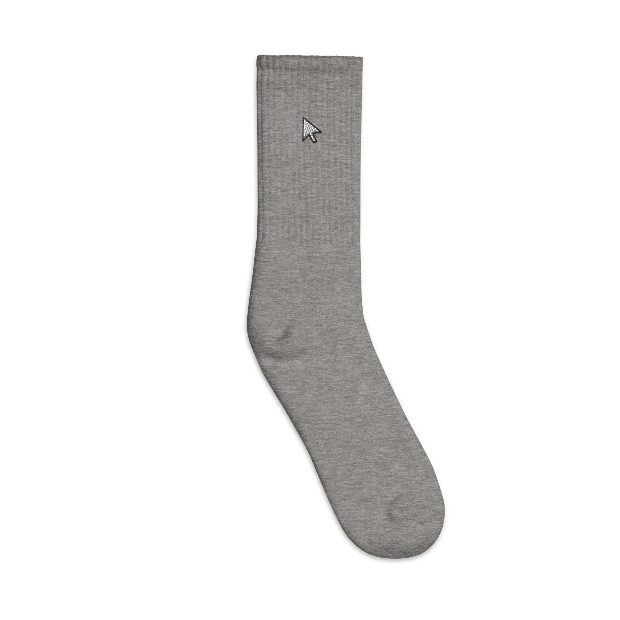 Computer Mouse Pointer Cursor Embroidered Socks, Premium Embroidered Socks, Long Socks Gift - Multiple Colors