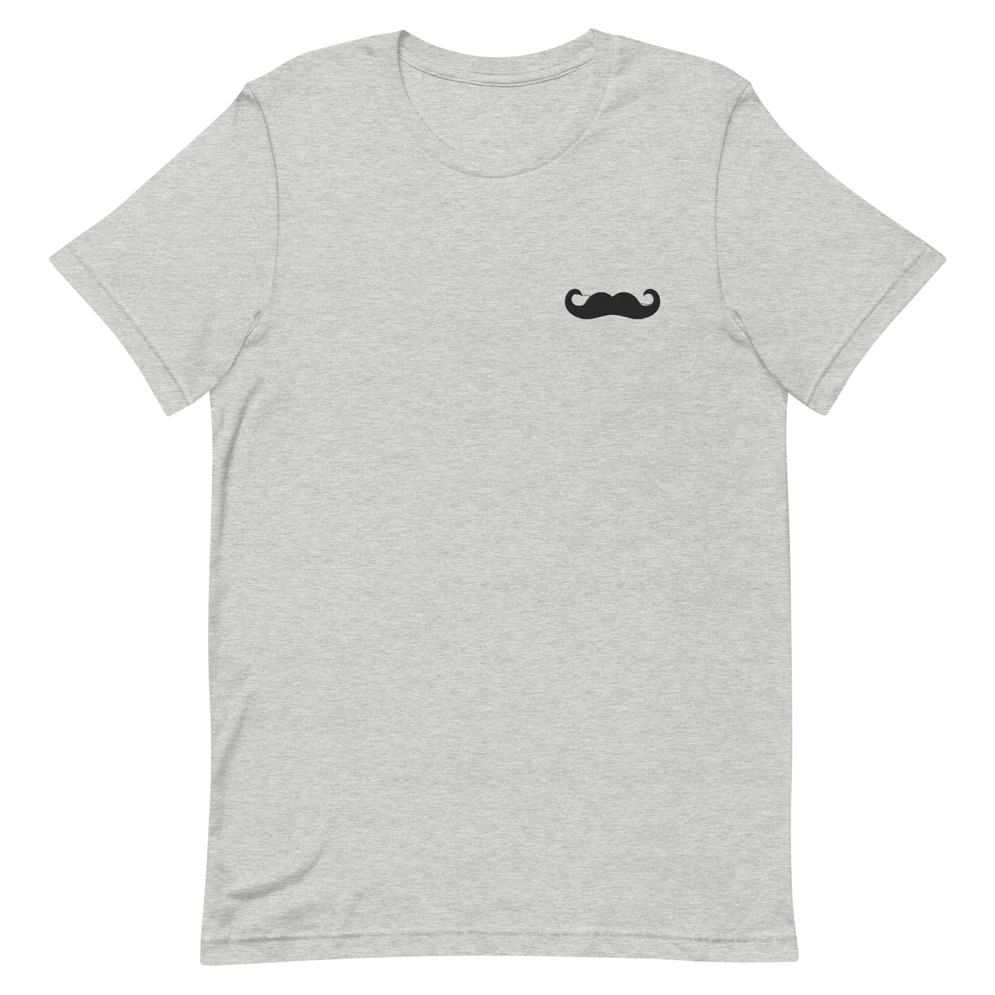 Mustache Premium Men's T-Shirt, Twirl Mushstashe Embroidered Men's T-Shirt Gift for Boyfriend, Men's Short Sleeve Shirt - Multiple Colors