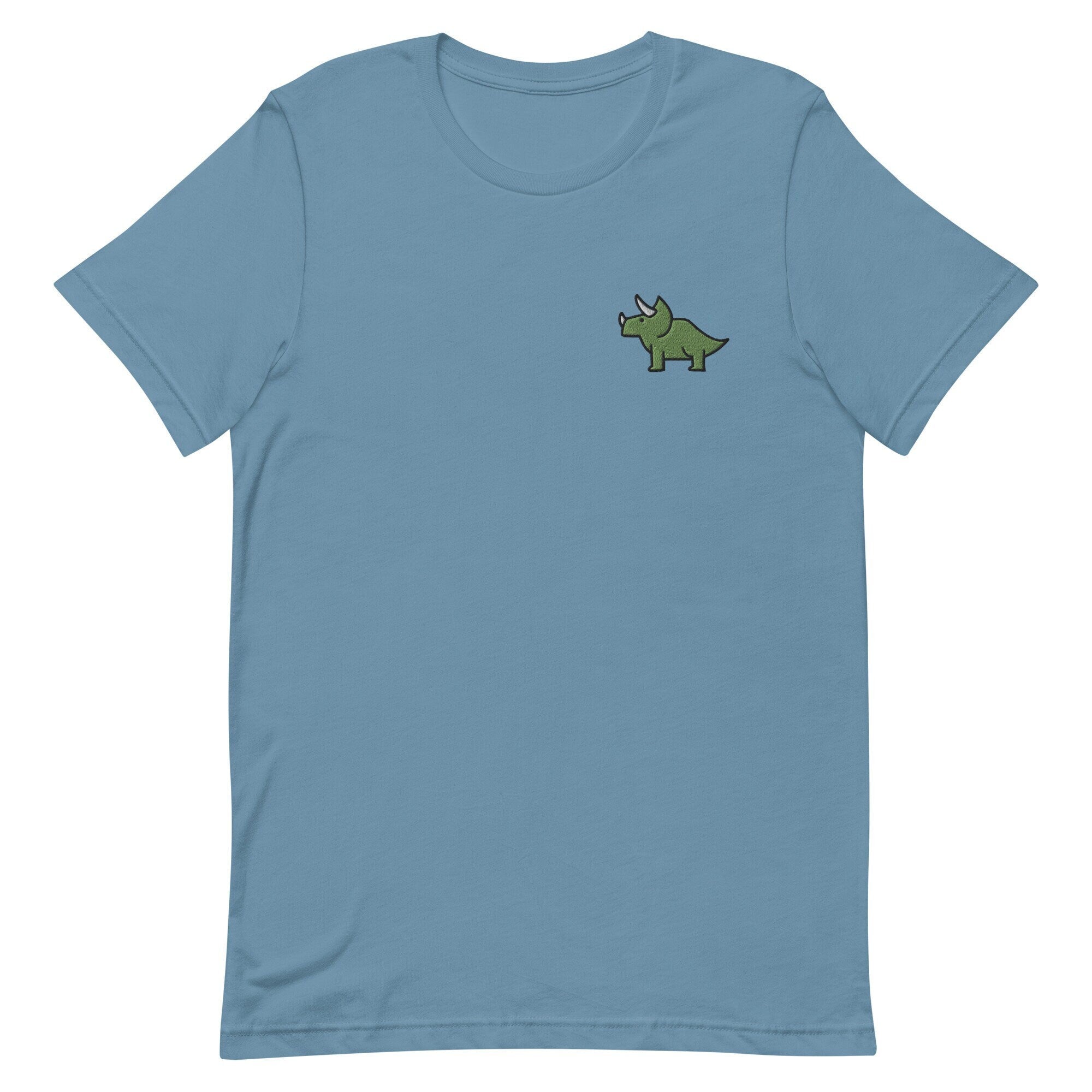 Triceratops Dinosaur Premium Men's T-Shirt, Embroidered Men's T-Shirt Gift for Boyfriend, Men's Short Sleeve Shirt - Multiple Colors