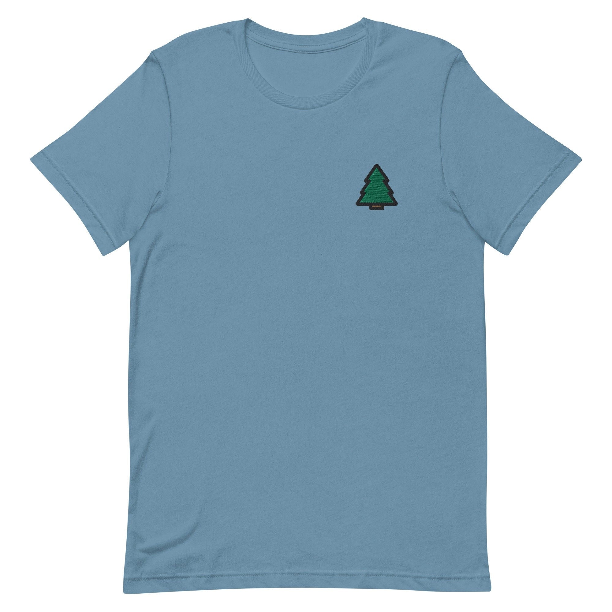 Pine Tree Premium Men's T-Shirt, Christmas Tree Embroidered Men's T-Shirt Gift for Boyfriend, Men's Short Sleeve Shirt - Multiple Colors