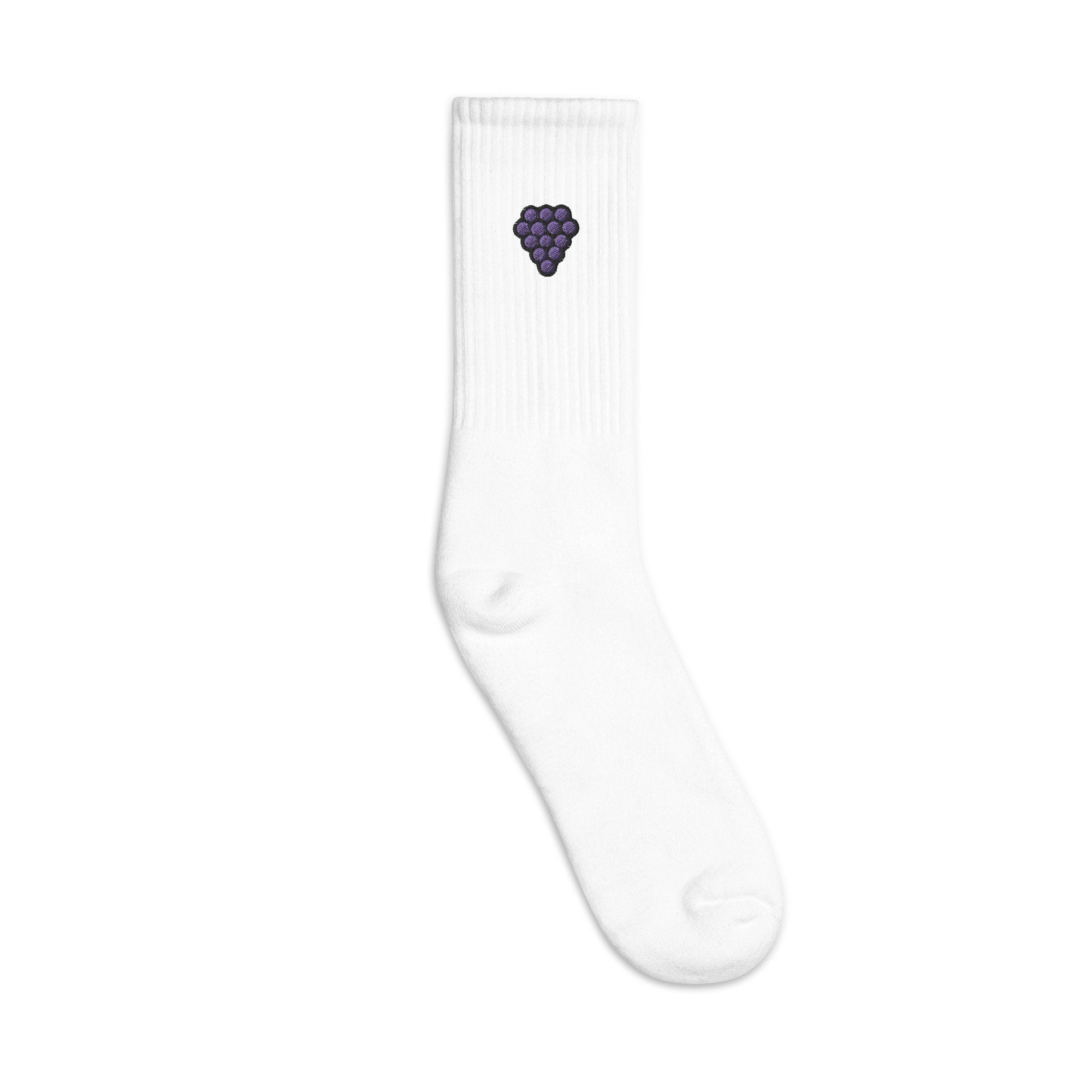 Grapes Embroidered Socks, Grape Premium Embroidered Socks, Long Socks Gift - Multiple Colors