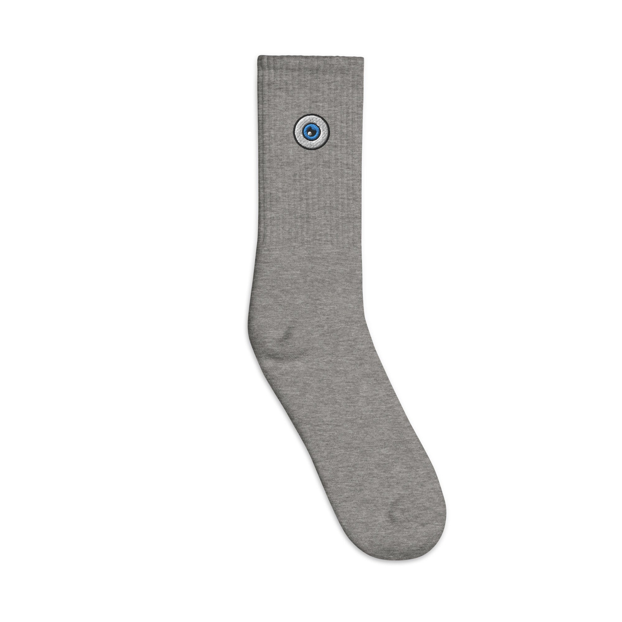 Eyeball Embroidered Socks, Premium Embroidered Socks, Long Socks Gift - Multiple Colors