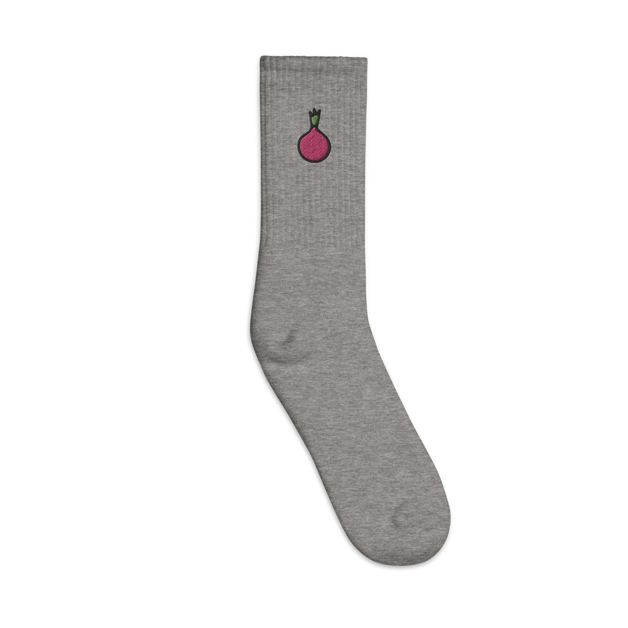 Onion Embroidered Socks, Premium Embroidered Socks, Long Socks Gift - Multiple Colors