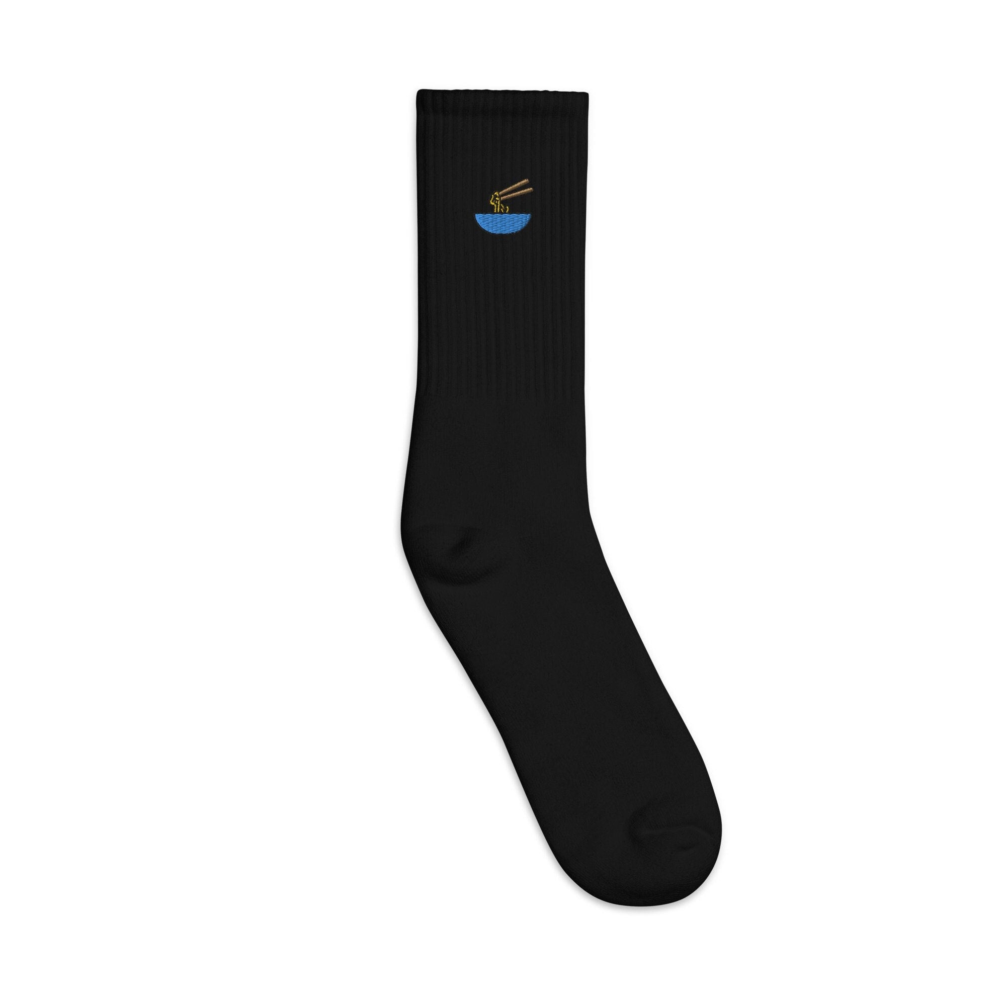 Noodles Embroidered Socks, Noodle Bowl Premium Embroidered Socks, Long Socks Gift - Multiple Colors