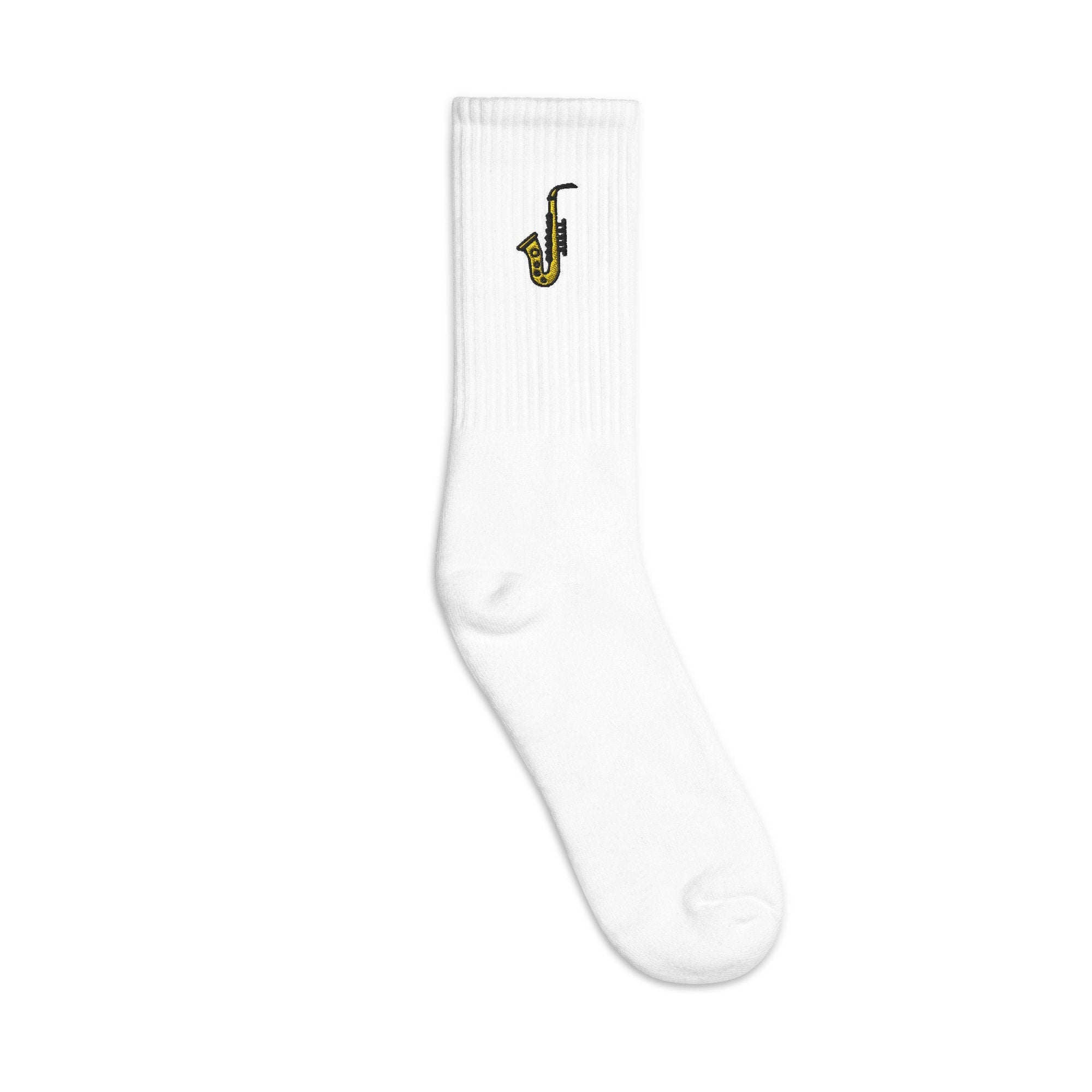 Saxophone Embroidered Socks, Sax Player Premium Embroidered Socks, Long Socks Gift - Multiple Colors