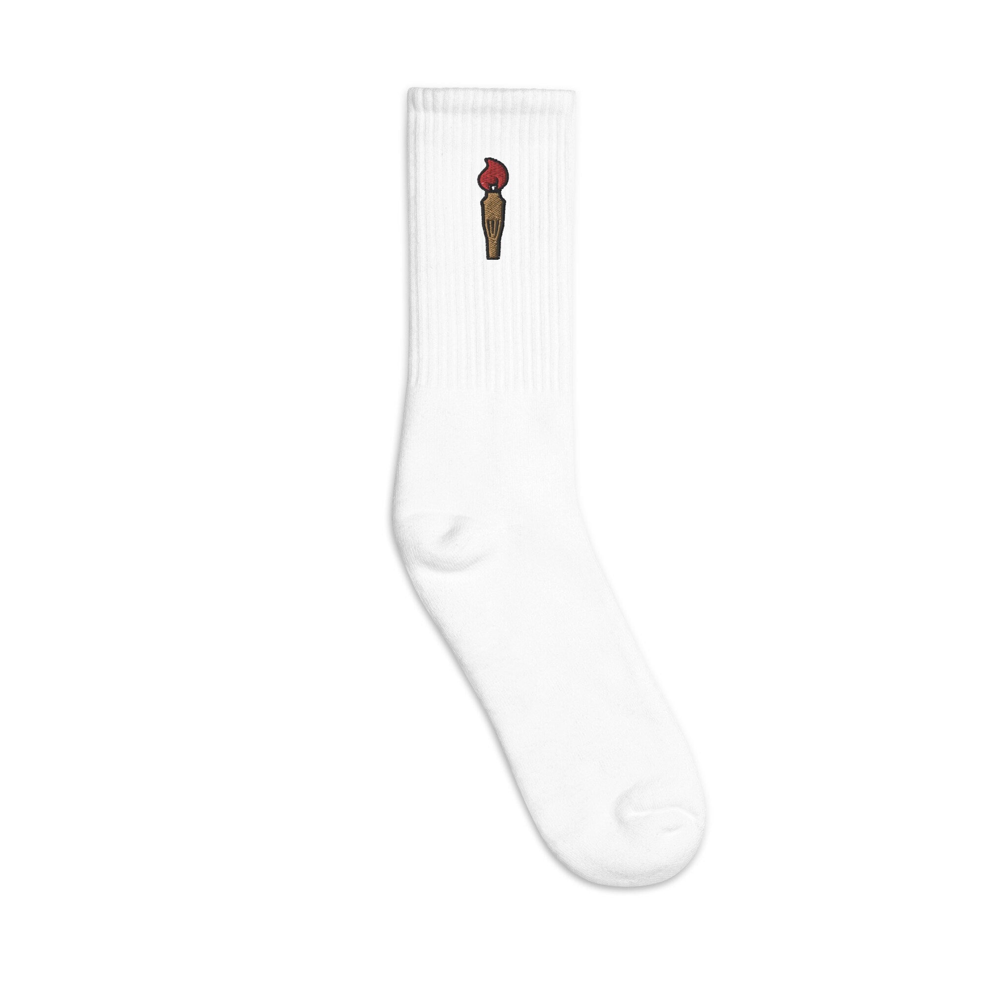 Tiki Torch Embroidered Socks, Premium Embroidered Socks, Long Socks Gift - Multiple Colors