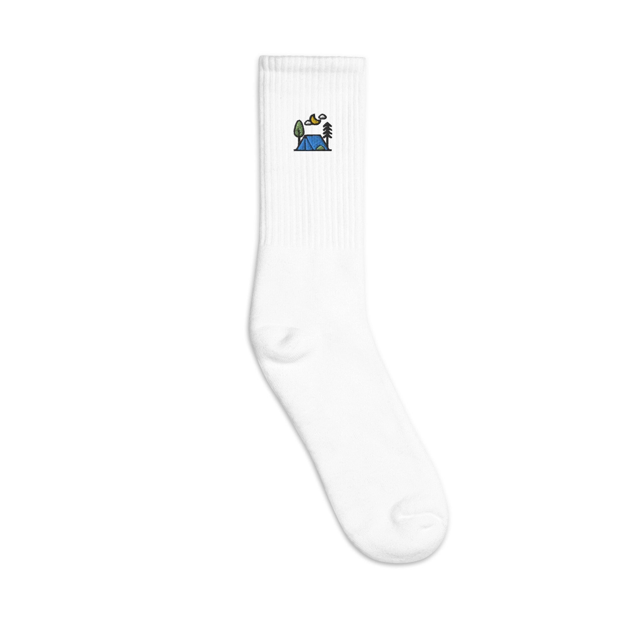 Camping Embroidered Socks, Premium Embroidered Socks, Long Socks Gift - Multiple Colors