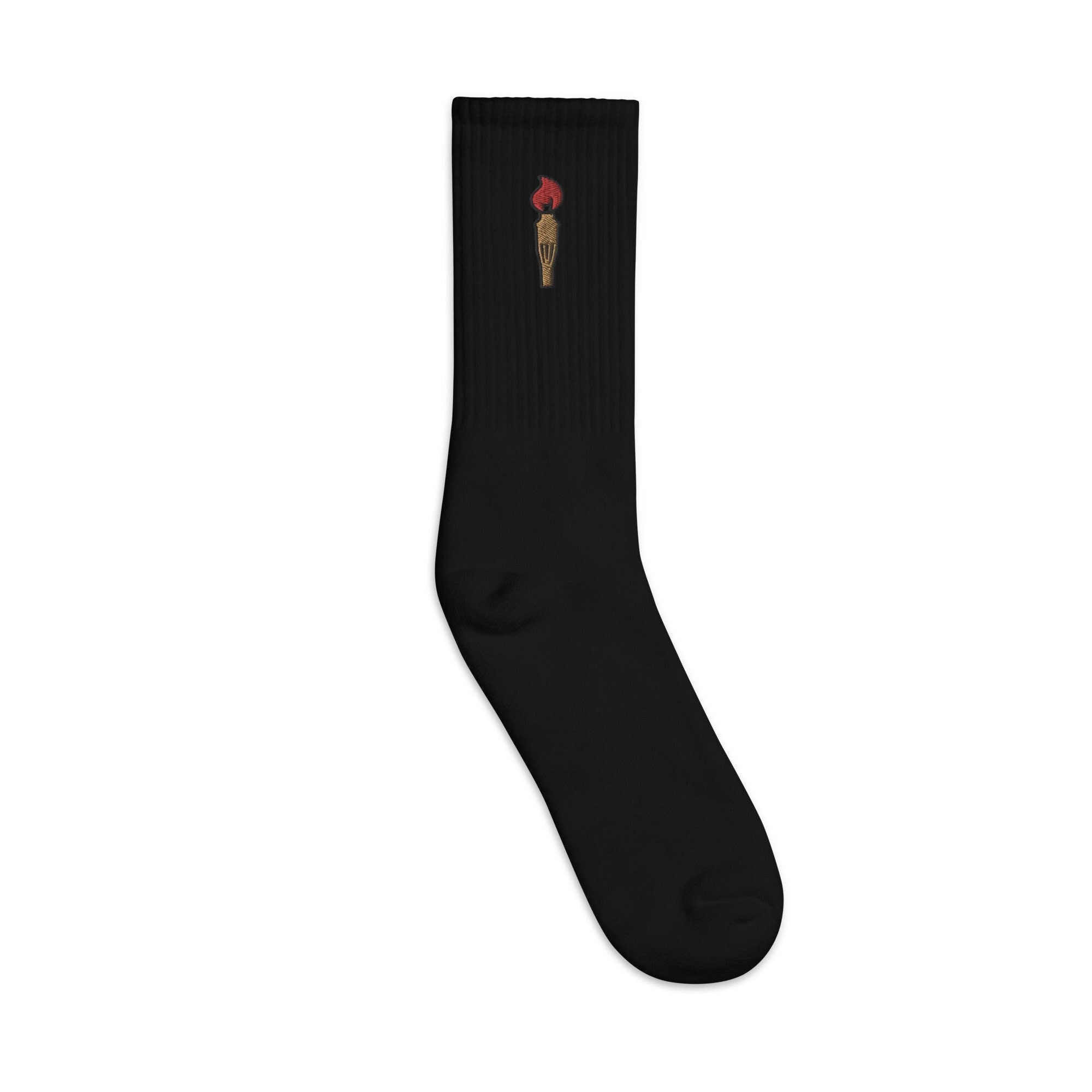 Tiki Torch Embroidered Socks, Premium Embroidered Socks, Long Socks Gift - Multiple Colors