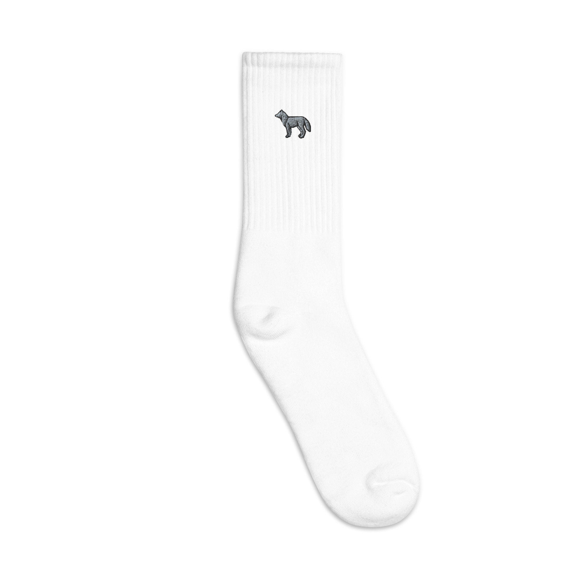 Wolf Embroidered Socks, Premium Embroidered Socks, Long Socks Gift - Multiple Colors