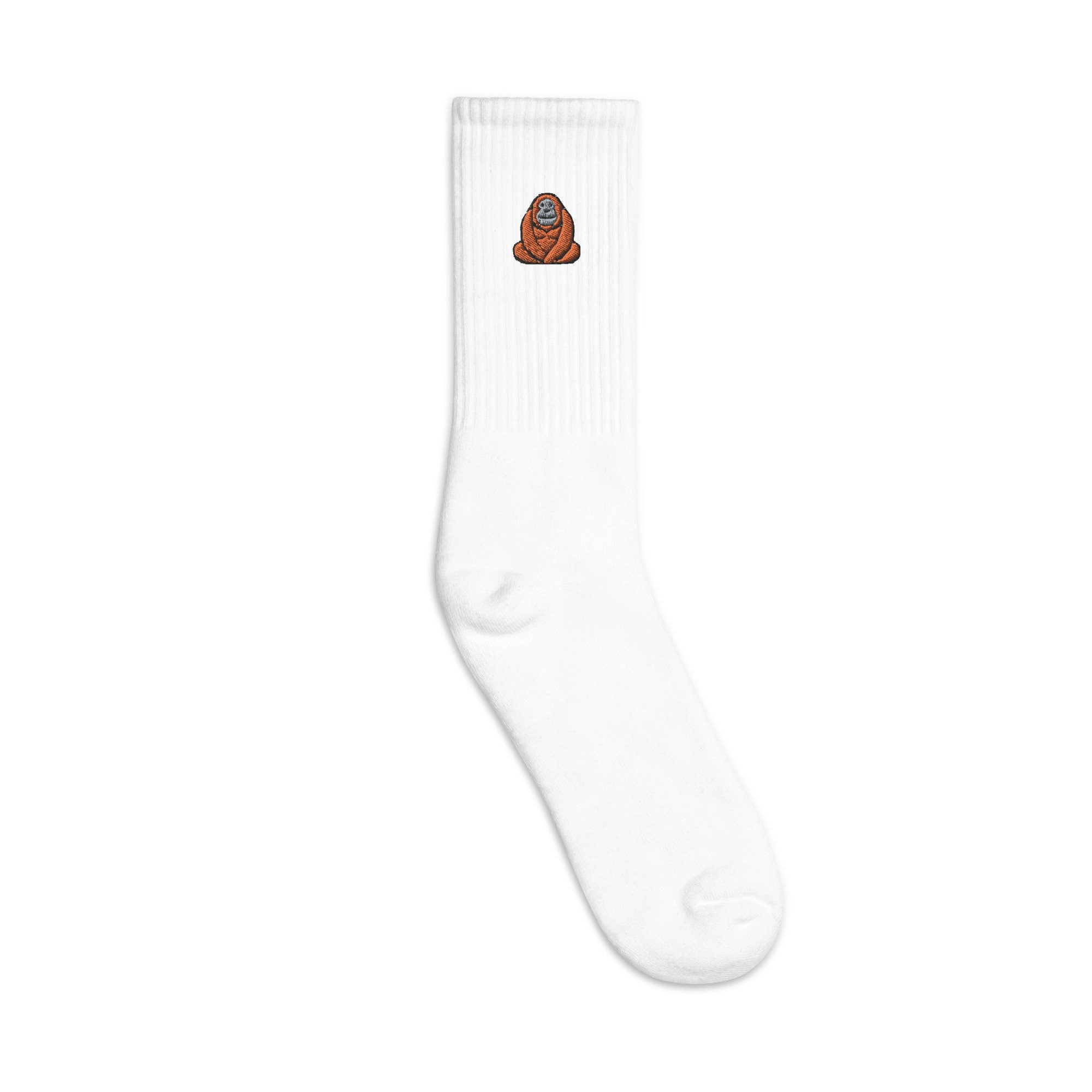 Orangutan Embroidered Socks, Premium Embroidered Socks, Long Socks Gift - Multiple Colors