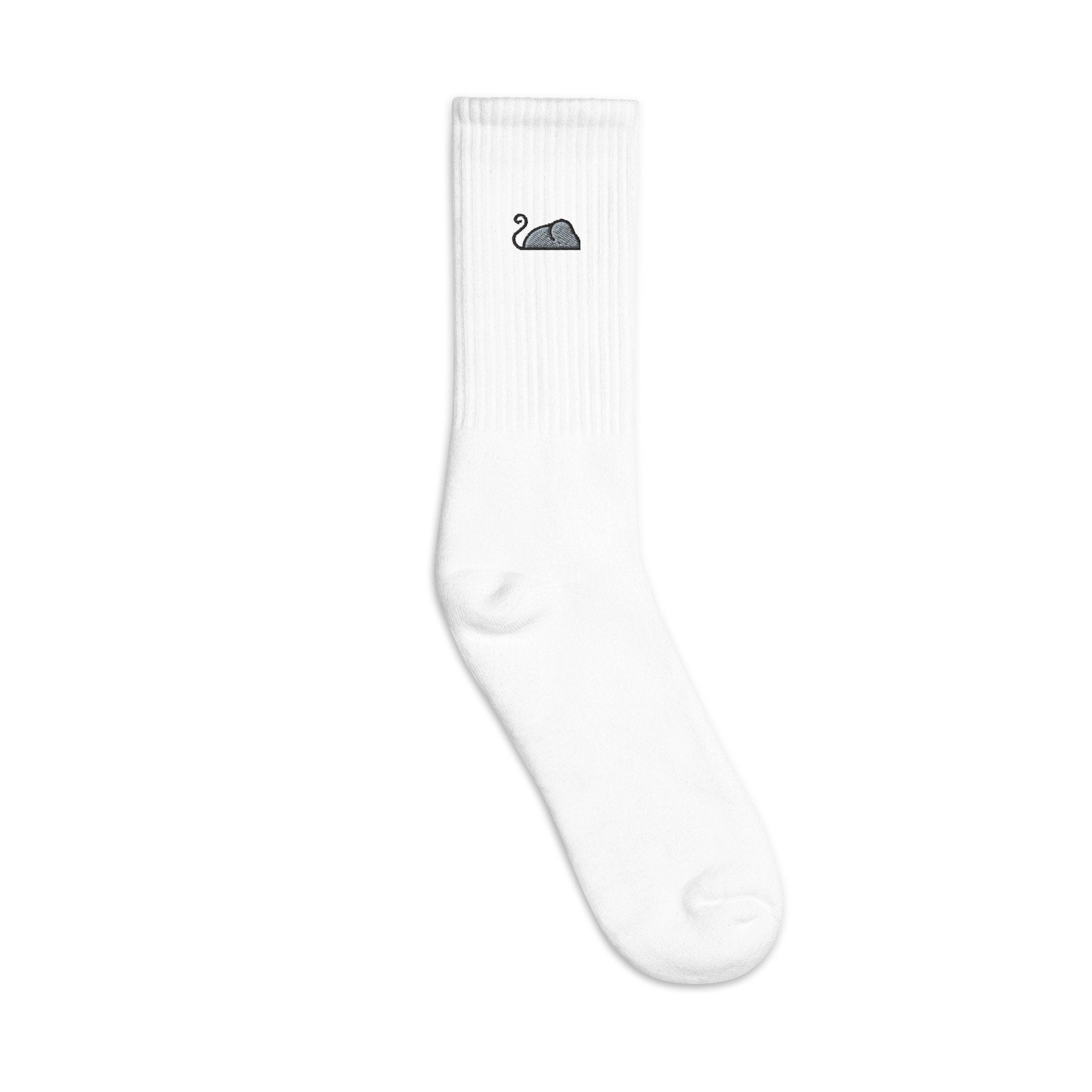 Mouse Embroidered Socks, Premium Embroidered Socks, Long Socks Gift - Multiple Colors