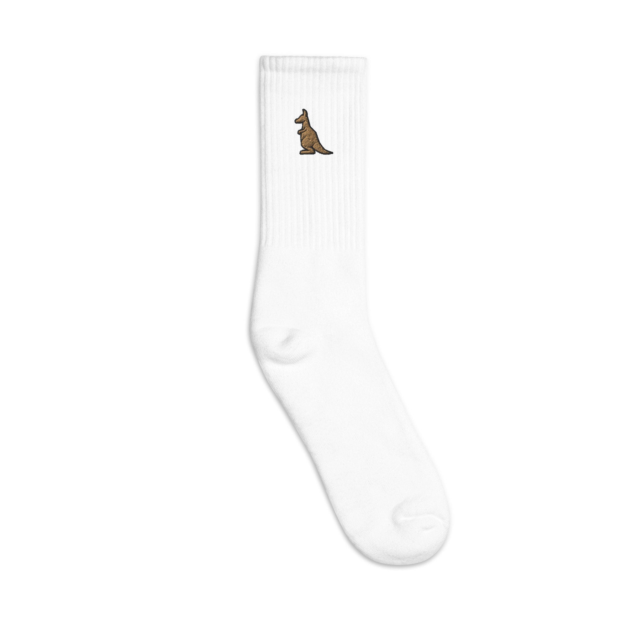 Kangaroo Embroidered Socks, Premium Embroidered Socks, Long Socks Gift - Multiple Colors