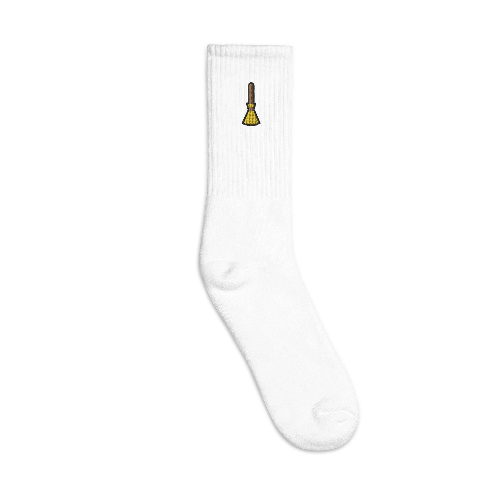 Broom Embroidered Socks, Premium Embroidered Socks, Long Socks Gift - Multiple Colors