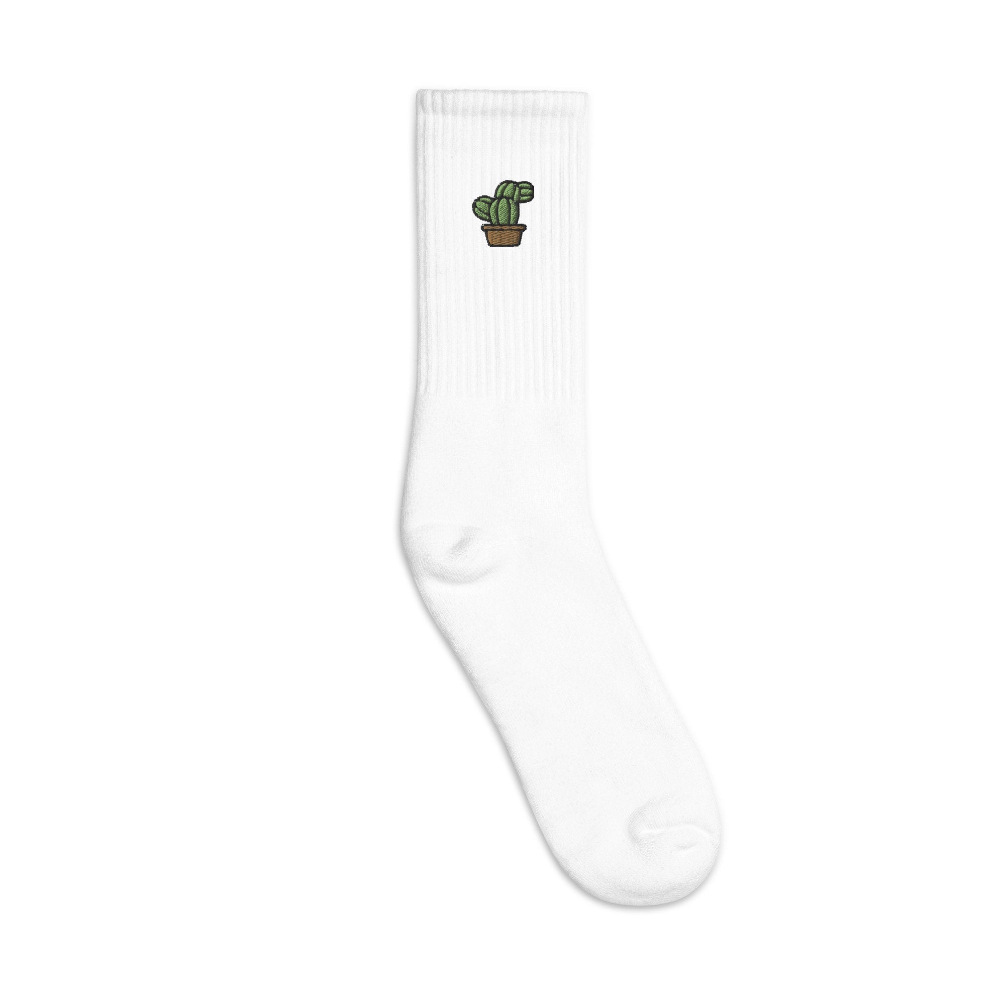 Cactus Lover Embroidered Socks, Premium Embroidered Socks, Long Socks Gift - Multiple Colors