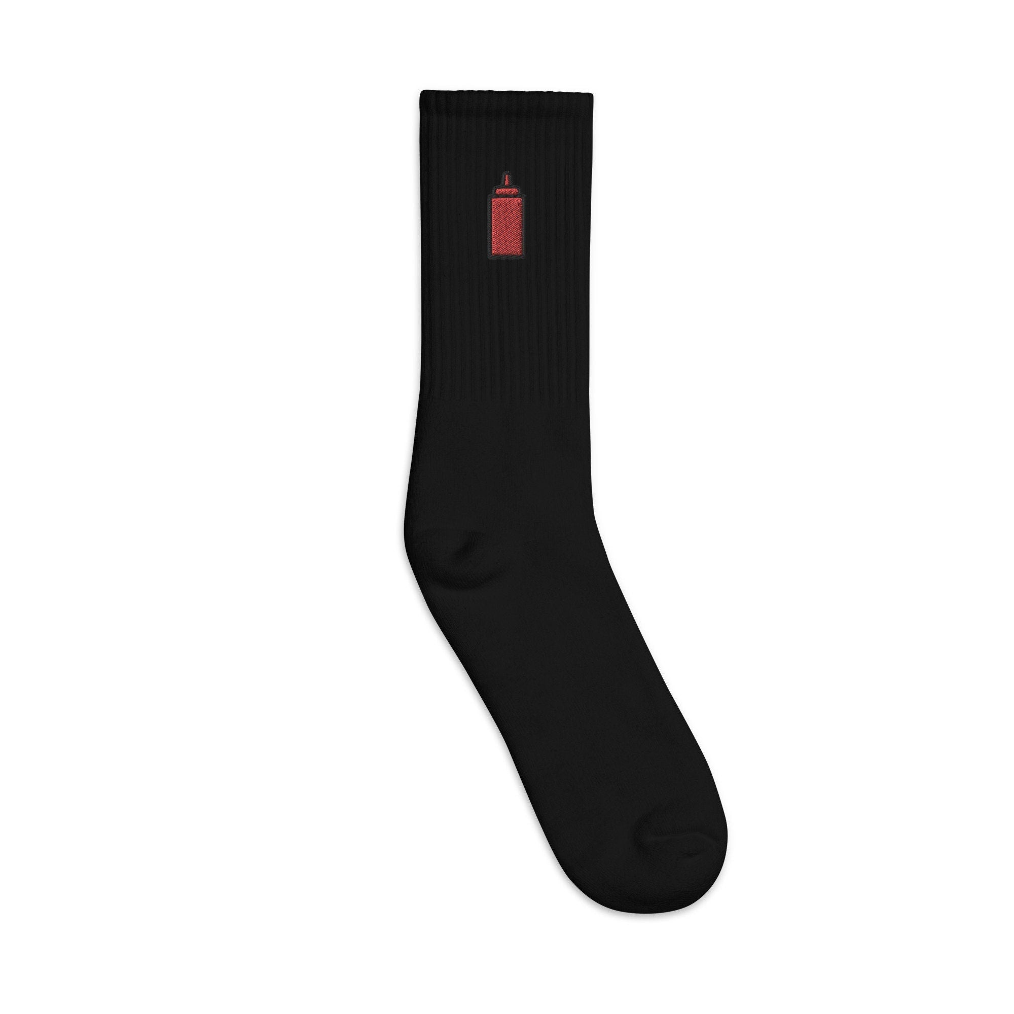 Ketchup Embroidered Socks, Premium Embroidered Socks, Long Socks Gift - Multiple Colors