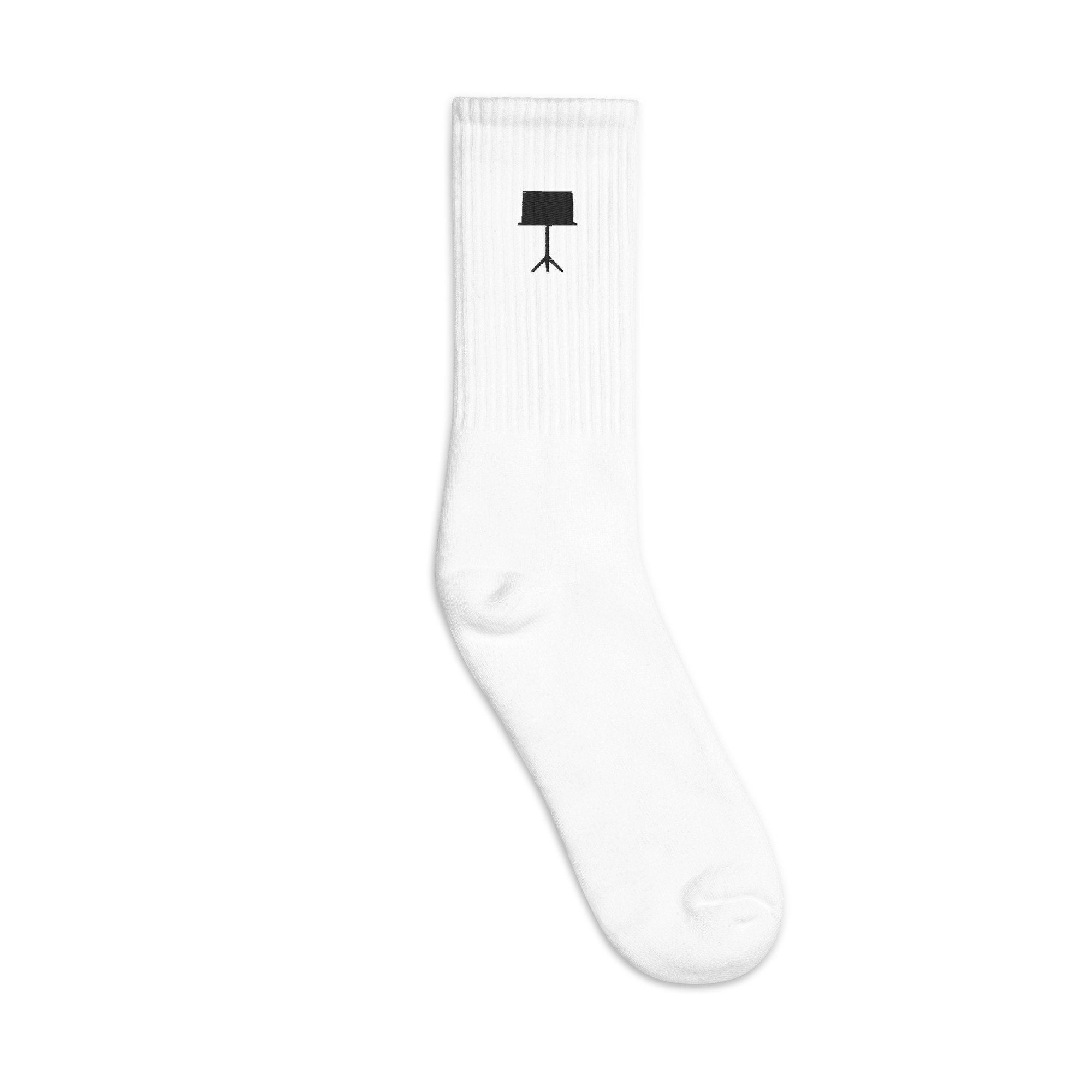 Music Stand Embroidered Socks, Premium Embroidered Socks, Long Socks Gift - Multiple Colors