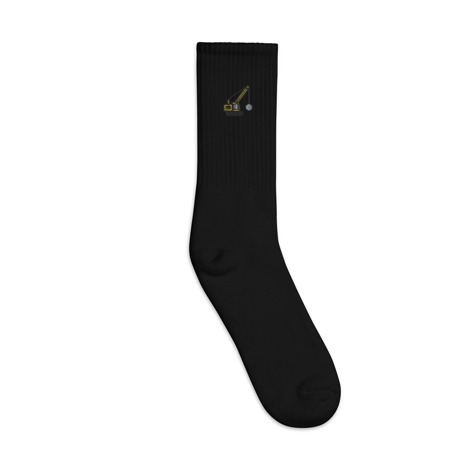 Wrecking Ball Embroidered Socks, Construction Worker Premium Embroidered Socks, Long Socks Gift - Multiple Colors
