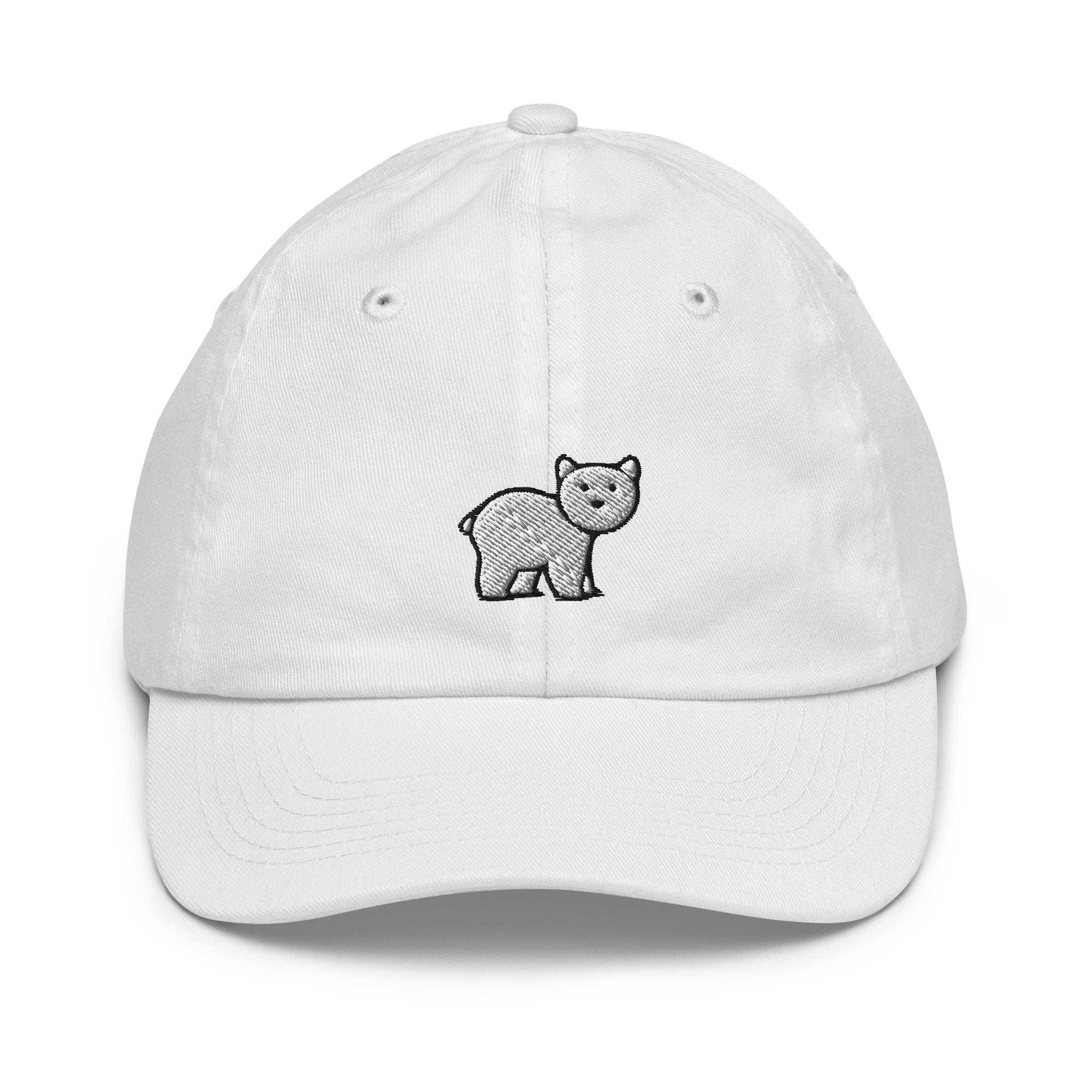 Polar Bear Youth Baseball Cap, Handmade Kids Hat, Embroidered Childrens Hat Gift - Multiple Colors
