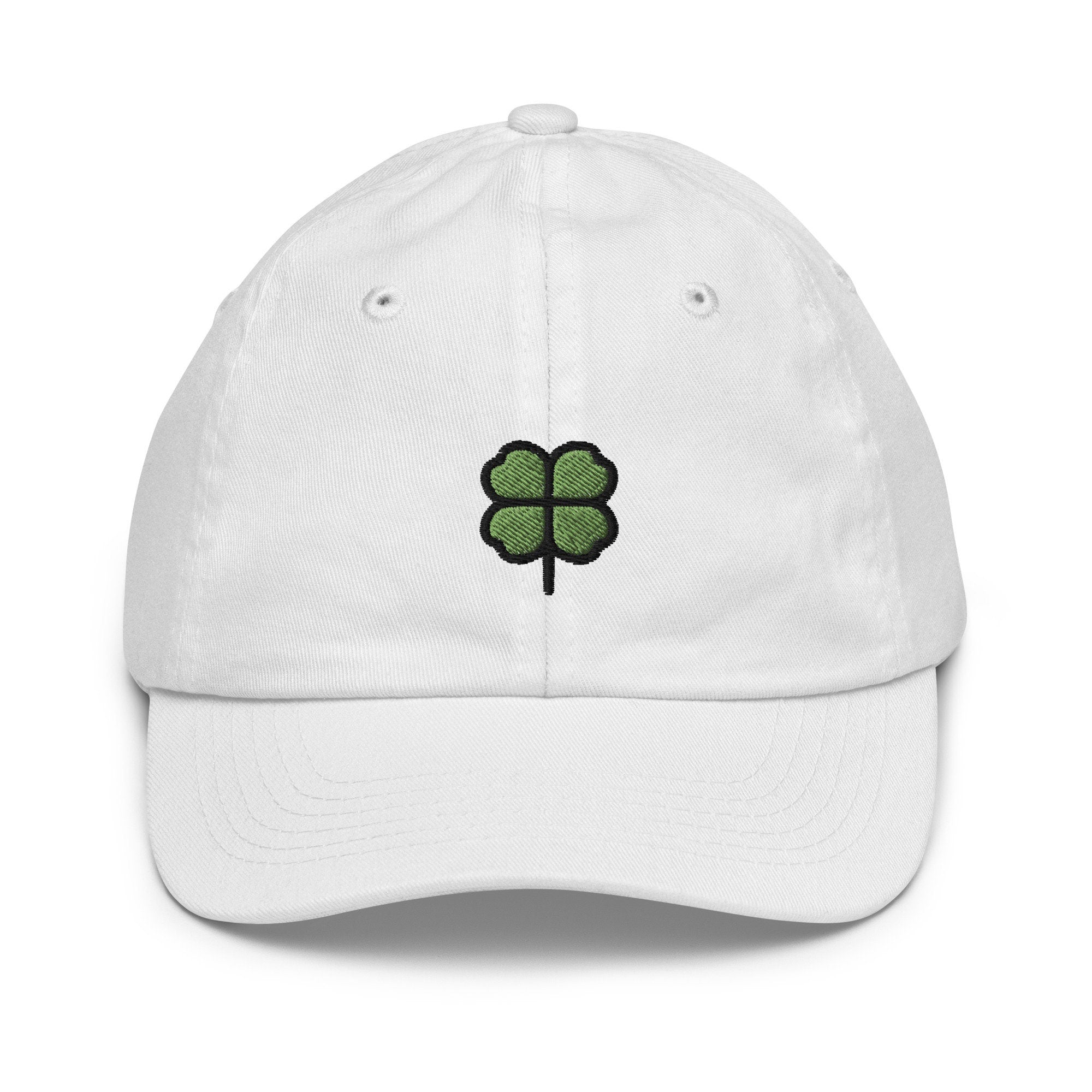 Four Leaf Clover Youth Baseball Cap, Handmade Kids Hat, Embroidered Childrens Hat Gift - Multiple Colors