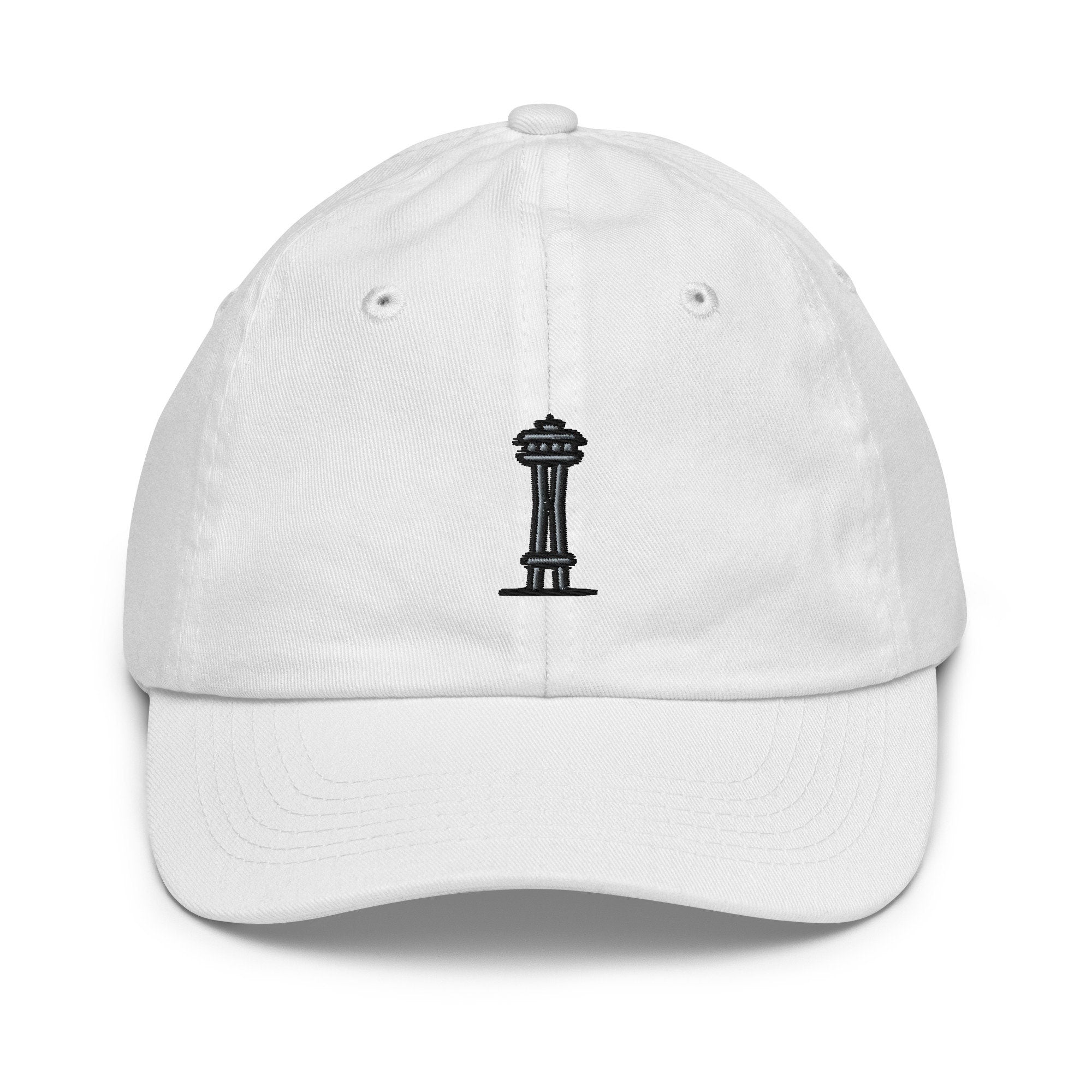 Space Needle Youth Baseball Cap, Handmade Kids Hat, Embroidered Childrens Hat Gift - Multiple Colors