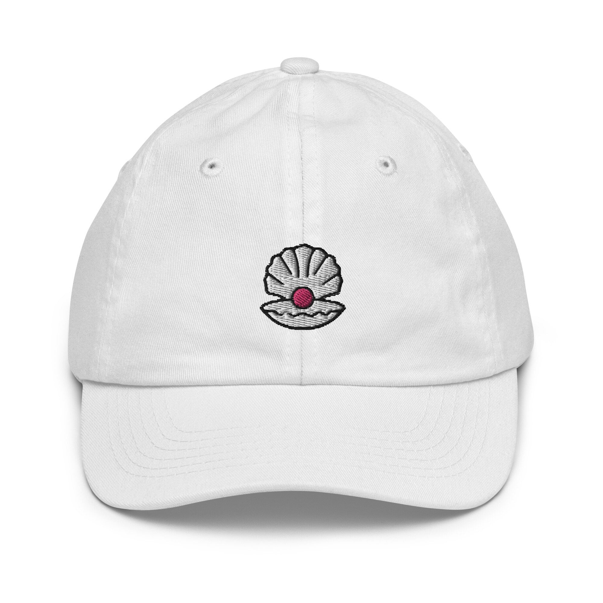 Pearl Clam Youth Baseball Cap, Handmade Kids Hat, Embroidered Childrens Hat Gift - Multiple Colors