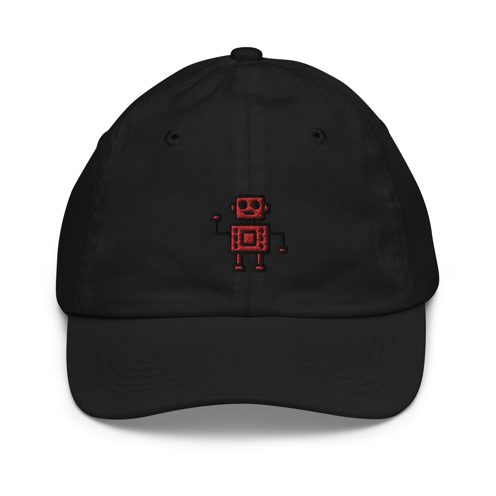 Robot Youth Baseball Cap, Handmade Kids Hat, Vintage Robot Embroidered Childrens Hat Gift - Multiple Colors