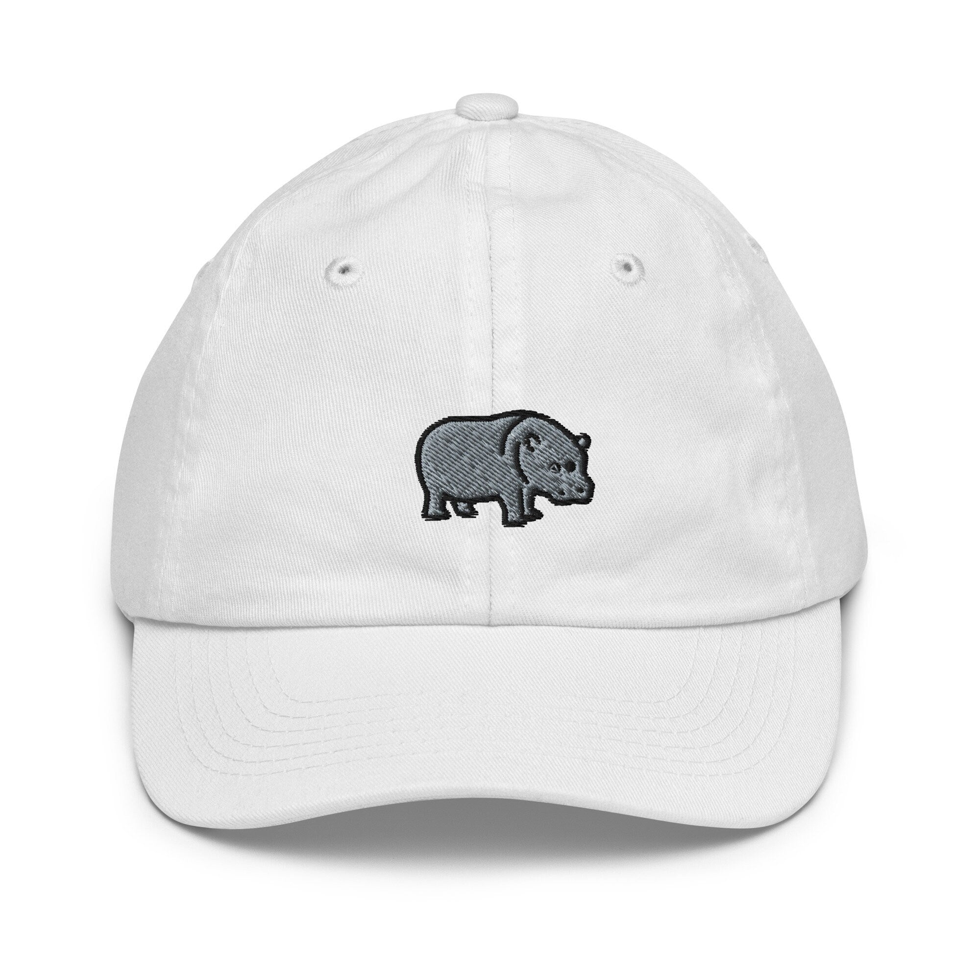 Hippo Youth Baseball Cap, Handmade Kids Hat, Embroidered Childrens Hat Gift - Multiple Colors