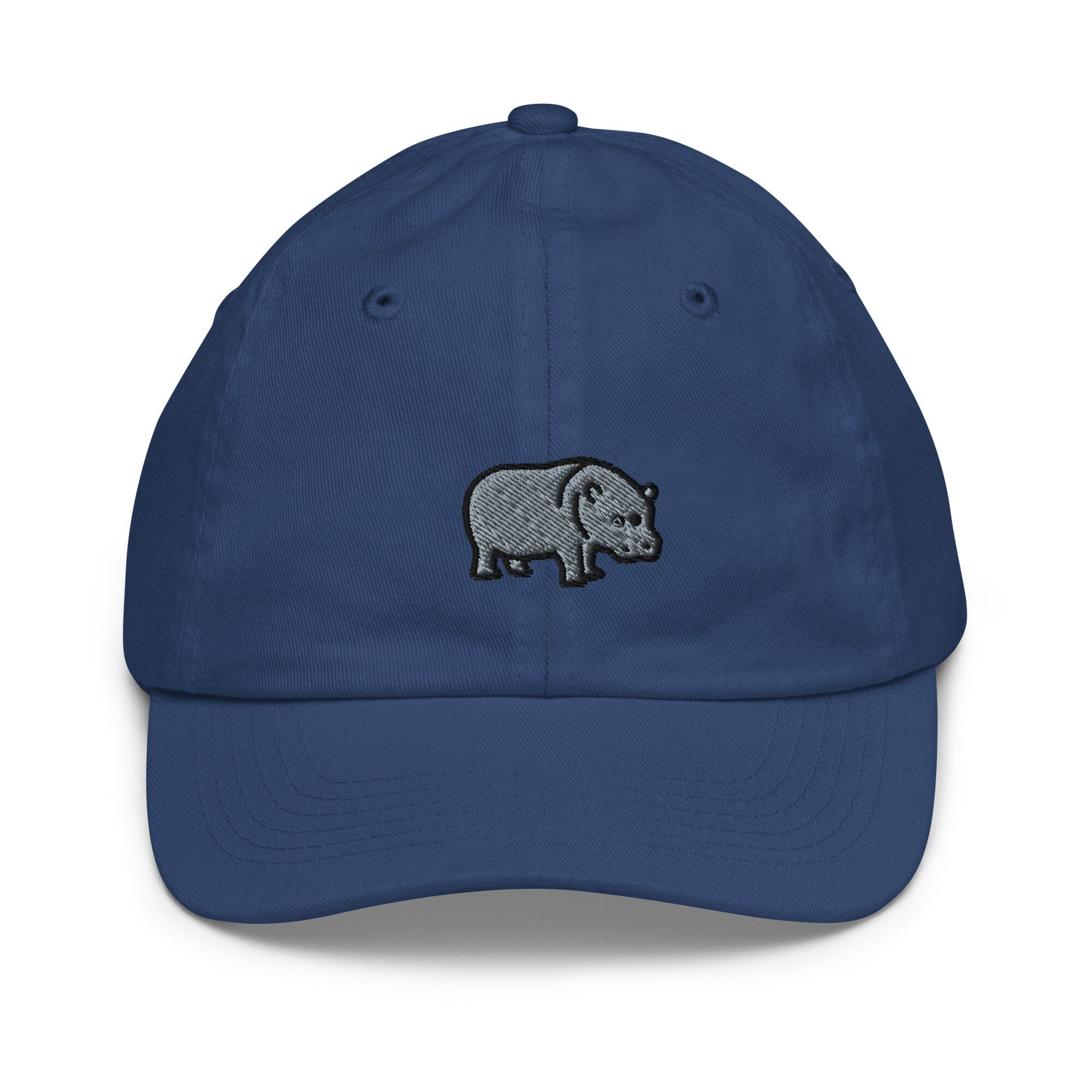 Hippo Youth Baseball Cap, Handmade Kids Hat, Embroidered Childrens Hat Gift - Multiple Colors