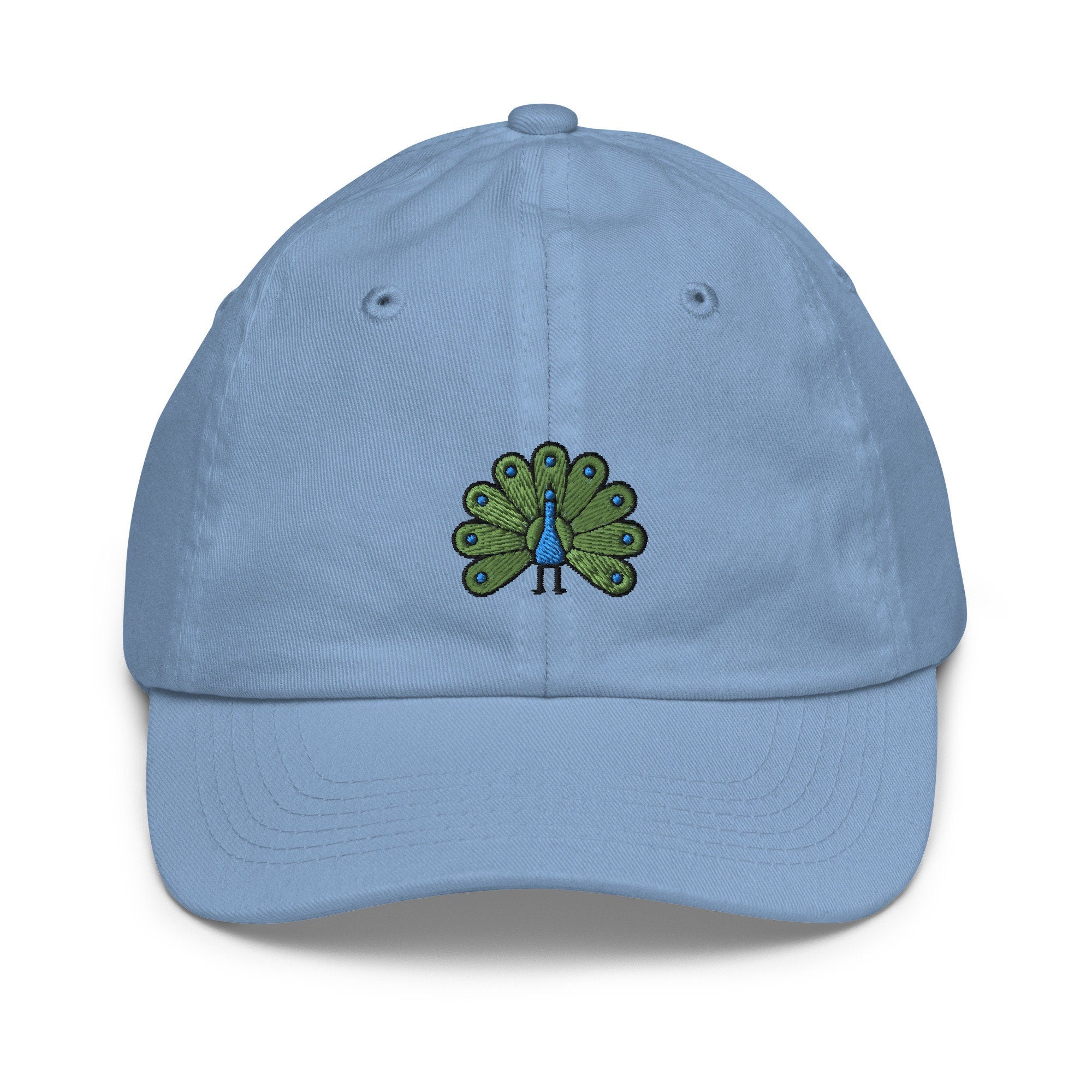 Peacock Youth Baseball Cap, Handmade Kids Hat, Embroidered Childrens Hat Gift - Multiple Colors