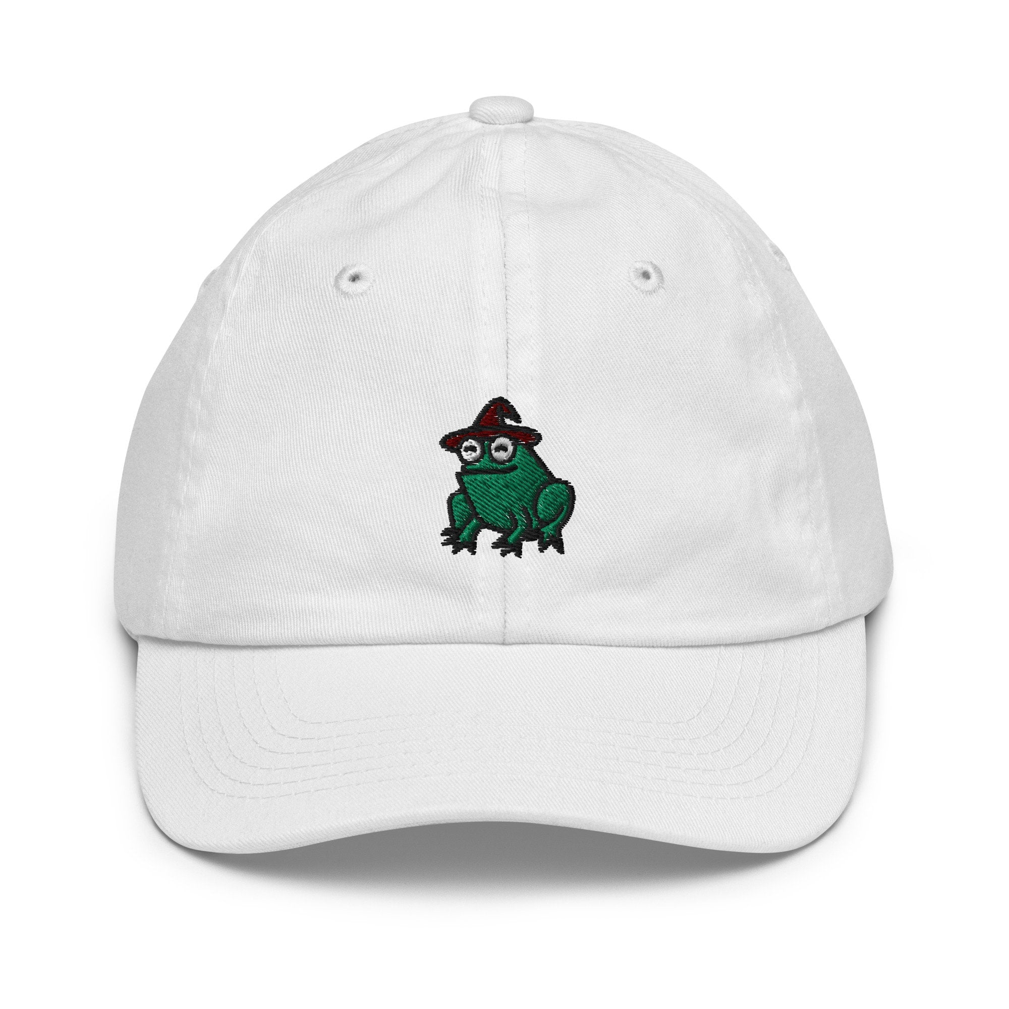 Wizard Frog Youth Baseball Cap, Handmade Kids Hat, Embroidered Childrens Hat Gift - Multiple Colors