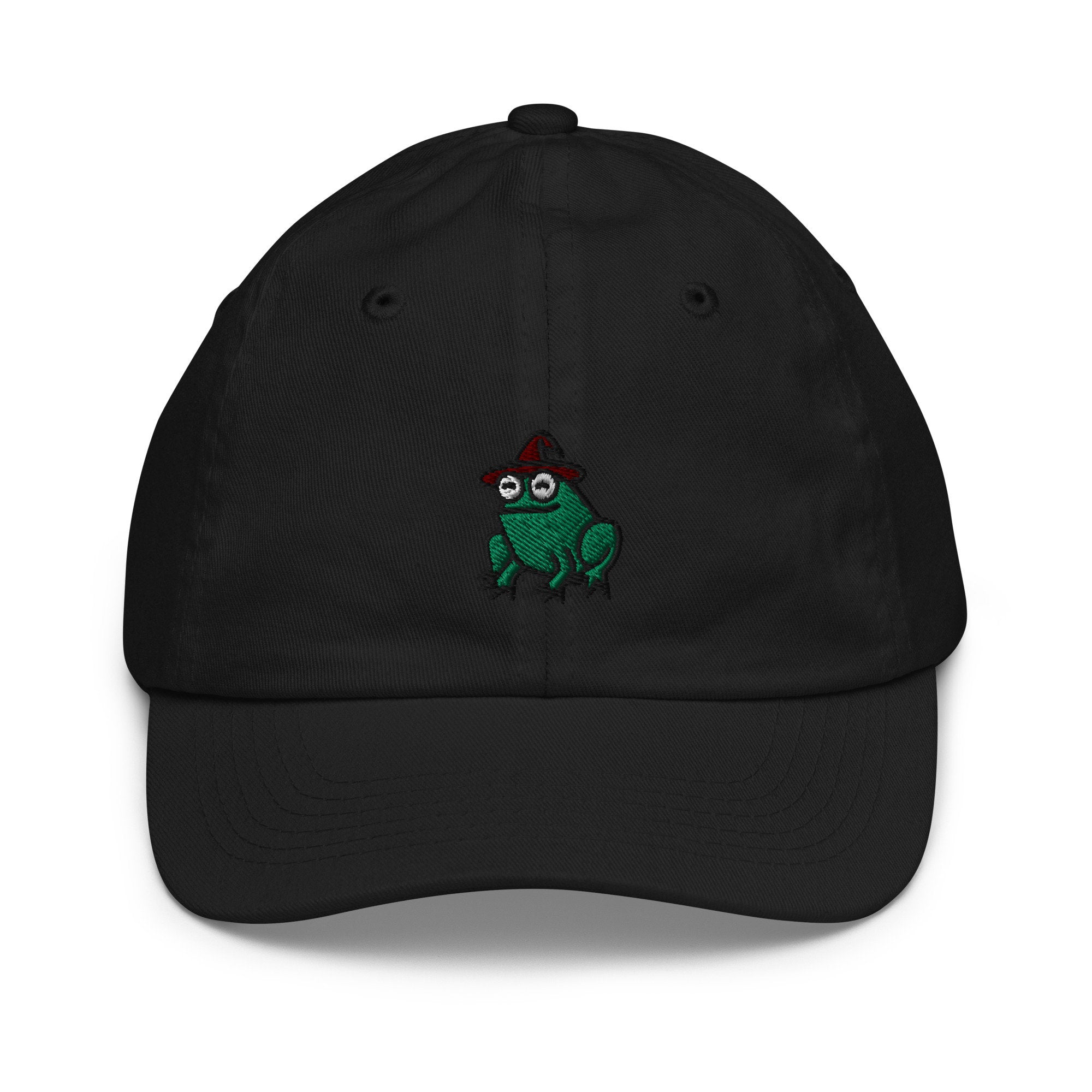 Wizard Frog Youth Baseball Cap, Handmade Kids Hat, Embroidered Childrens Hat Gift - Multiple Colors