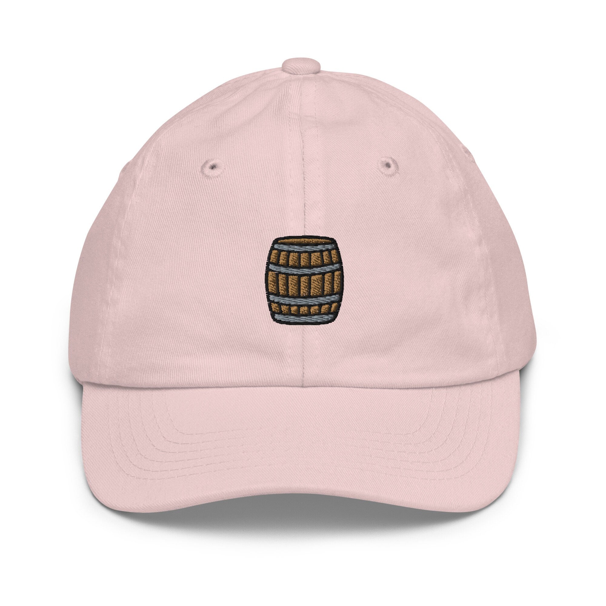 Wooden Barrel Youth Baseball Cap, Handmade Kids Hat, Embroidered Childrens Hat Gift - Multiple Colors
