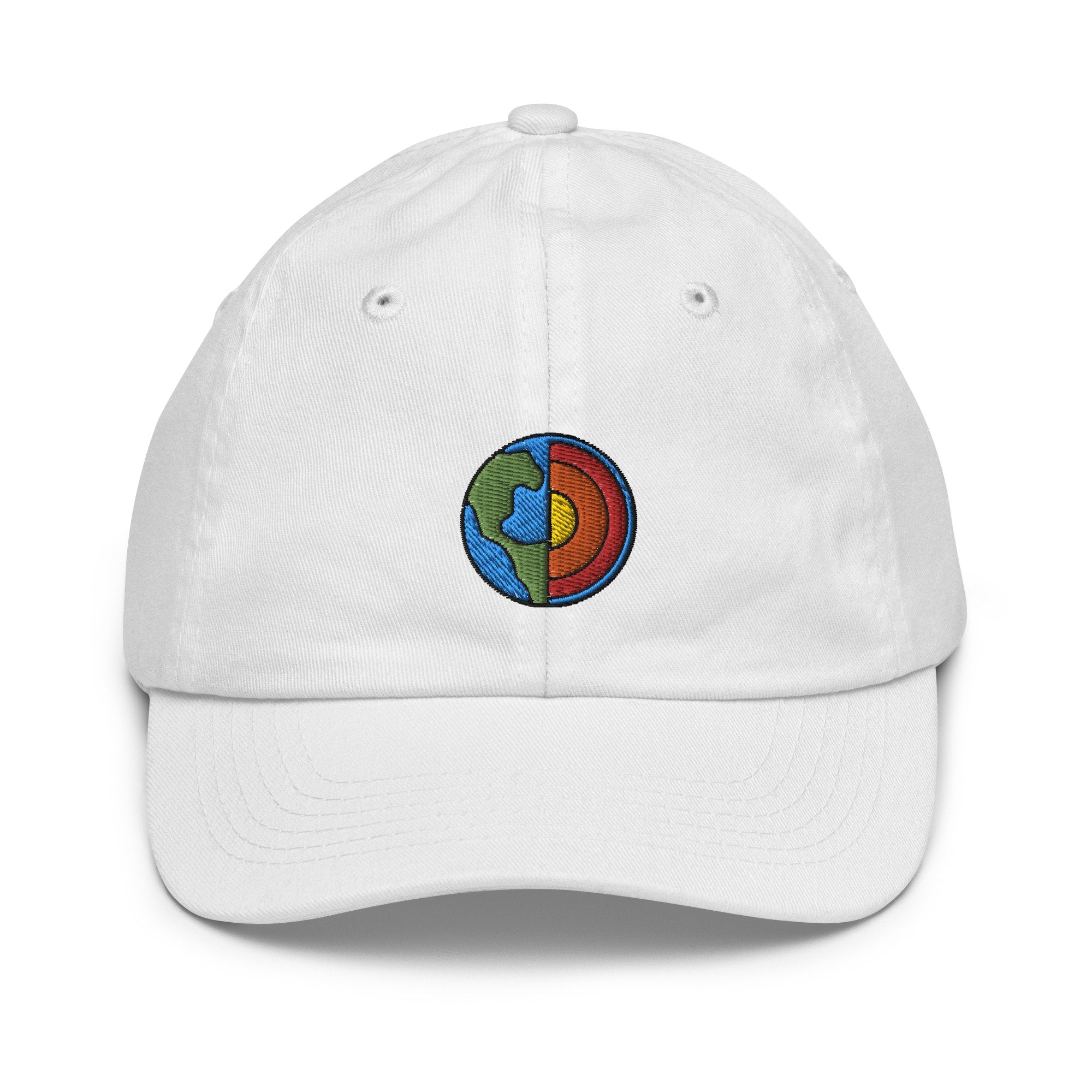 Earth Core Youth Baseball Cap, Handmade Kids Hat, Embroidered Childrens Hat Gift - Multiple Colors